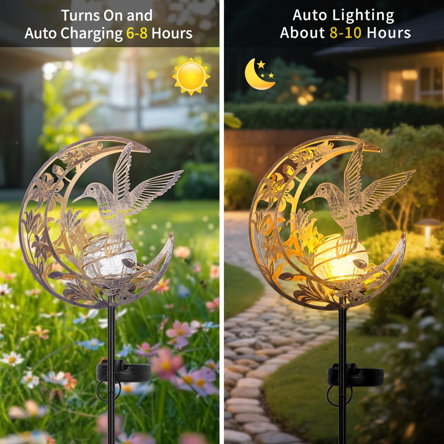 JOBOSI Solar Moon Hummingbird Decorative Light Gift Portable Decorative Ground Stake Light, Gifts for Women Mom Grandmothers, Garden Lawn Decor Christmas & New Year Gift