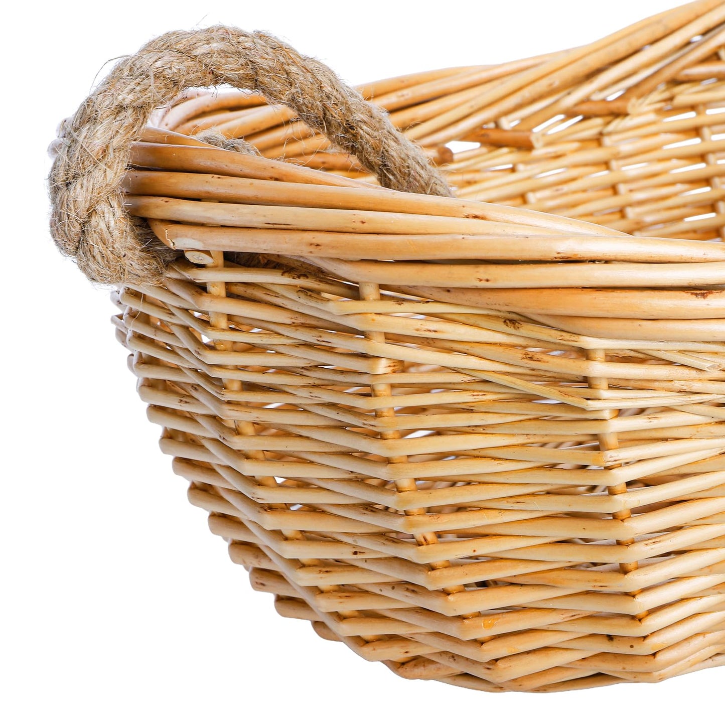 ZEAYEA Wicker Woven Basket with Jute Rope Handle, Large Garden Harvest Basket for Gathering Vegetables, Multi-functional Fruit Storage Basket for Picnic, Easter, Organizing