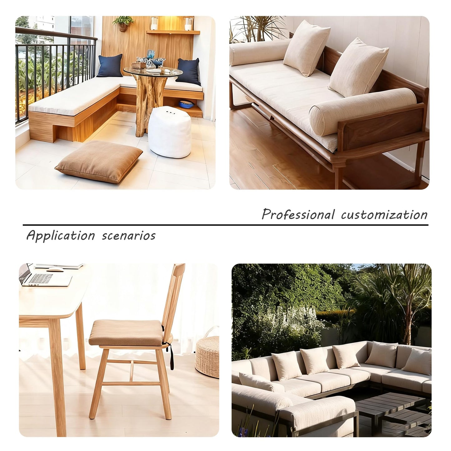YZBF Custom Size Bench Cushion for Indoor/Outdoor Furniture，Custom Bench Cushion Outdoor Bench Cushion Waterproof，High-Resilience Foam Indoor Bay Window Seat Furniture Cushions Patio Bench Cushion