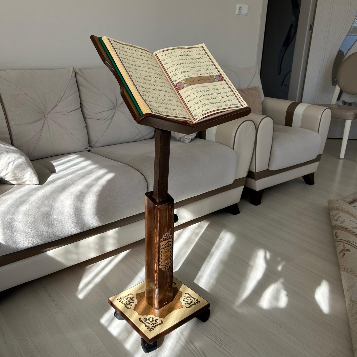 Lux Adjustable Moveable Wooden Book Stand | Quran, Koran Islamic Book Holder | Portable Islamic Book Holder | Reading Desk