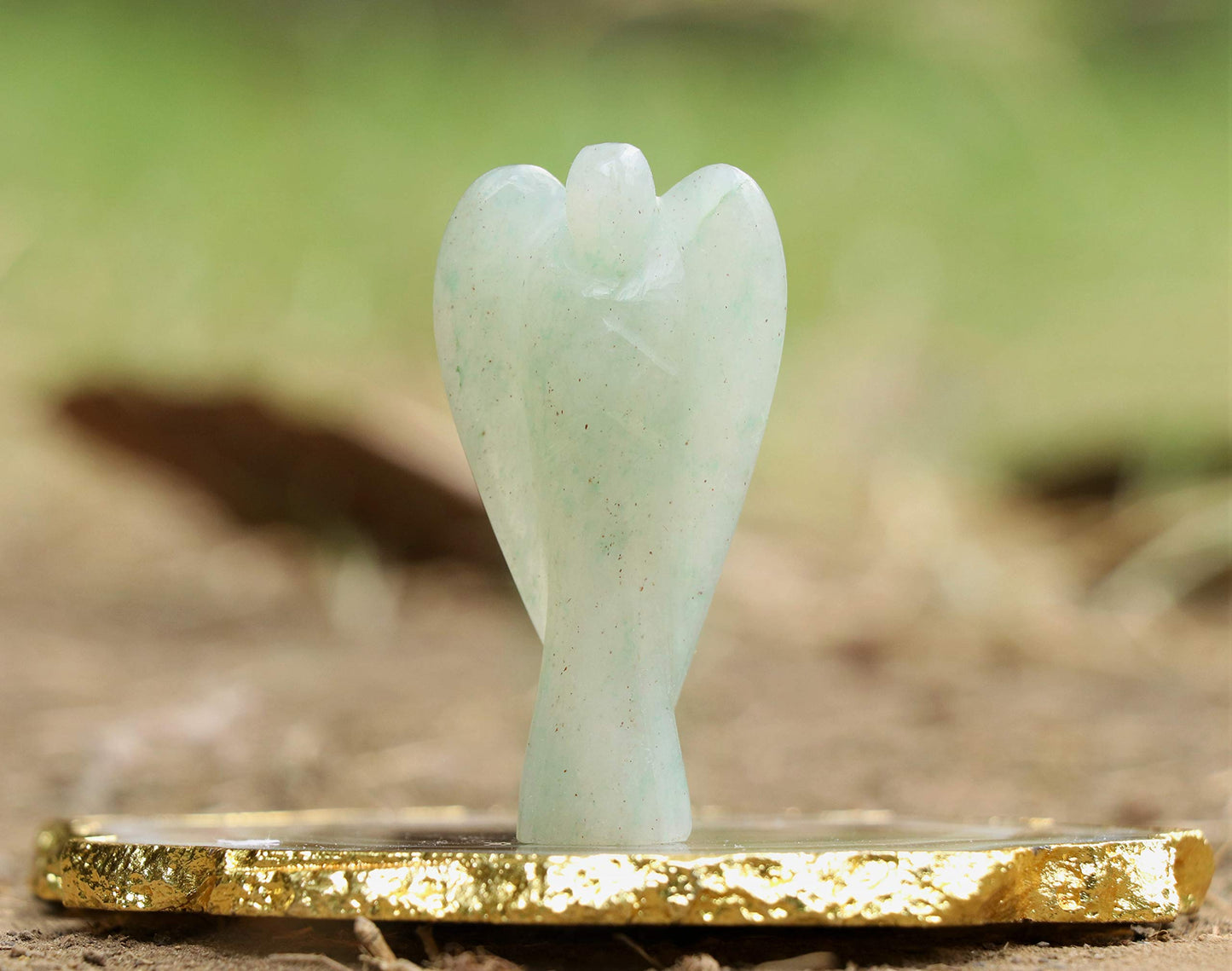 Crocon Green Jade Gemstone Guardian Angel Healing Figurine, Hand Carved Pocket Angel - Crystals for Positive Energy, Handmade Mini Statue for Love, Peace & Healing, Natural Gemstone Healing Figurine