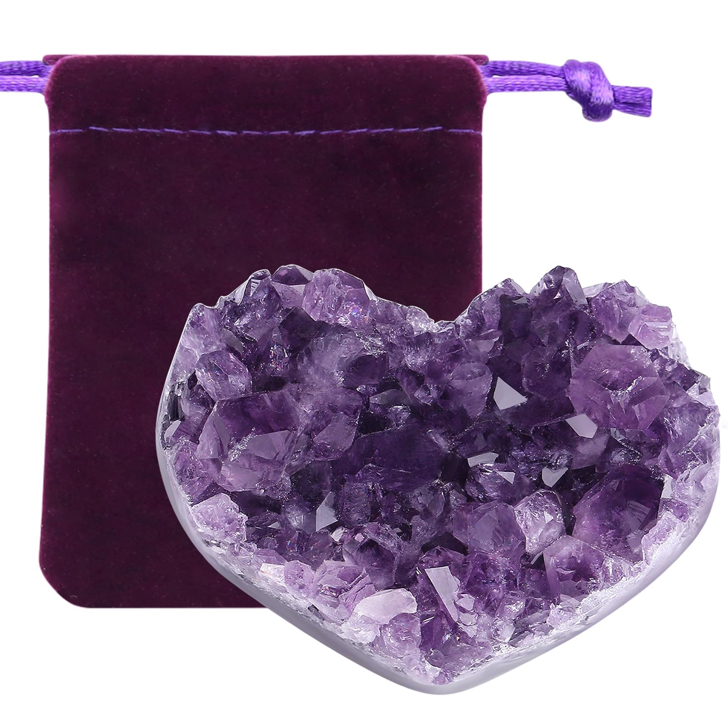 ZHIYUXI Amethyst Crystals and Healing Stones Gems Rocks Purple Room Decor Gemstones Gem Stones Heart Shaped Rocks Crystal Cluster Heart Gifts Amethyst Stones Geodes 1.2-1.6" Purple Gifts for Women