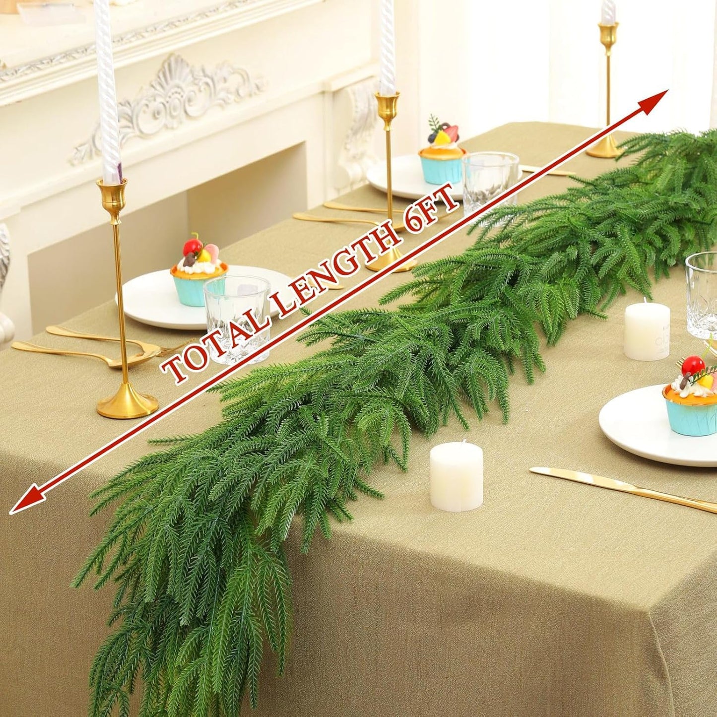 6ft Artificial Christmas Cedar Garland,1 Pack Christmas Garland