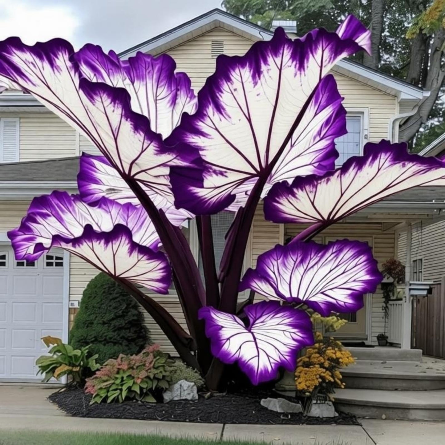 EDRHTJG Giant Leaf Foliage-Elephant Ear-Alocasia for Outdoor Garden Patio Decor Natural Vibrant Tones-Creates Tropical Vibe (6)