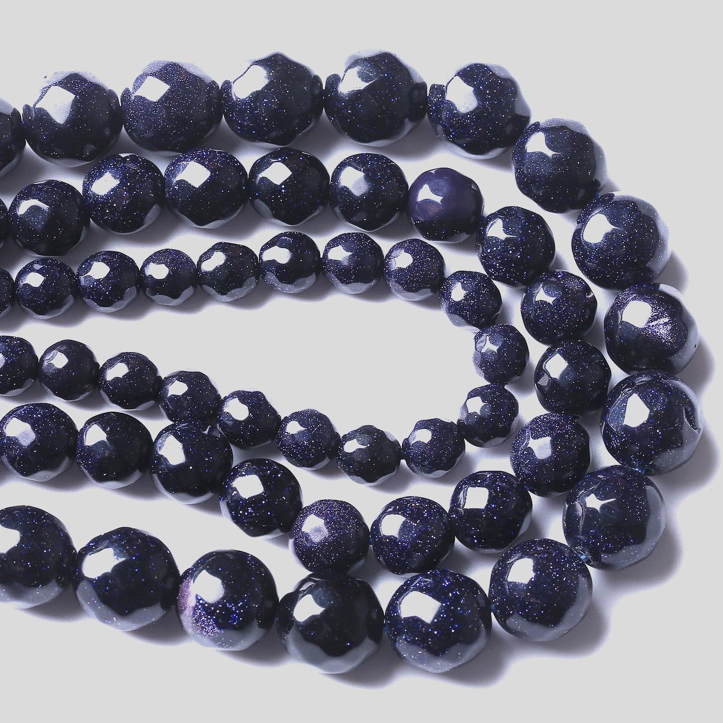 10mm 36pcs Natural Blue Sandstone Faceted Stone Beads for Jewelry Making DIY Bracelet Necklace Accessories 15" Energy Healing Power Stone Beads (Faceted Blue Sandstone, 10mm)