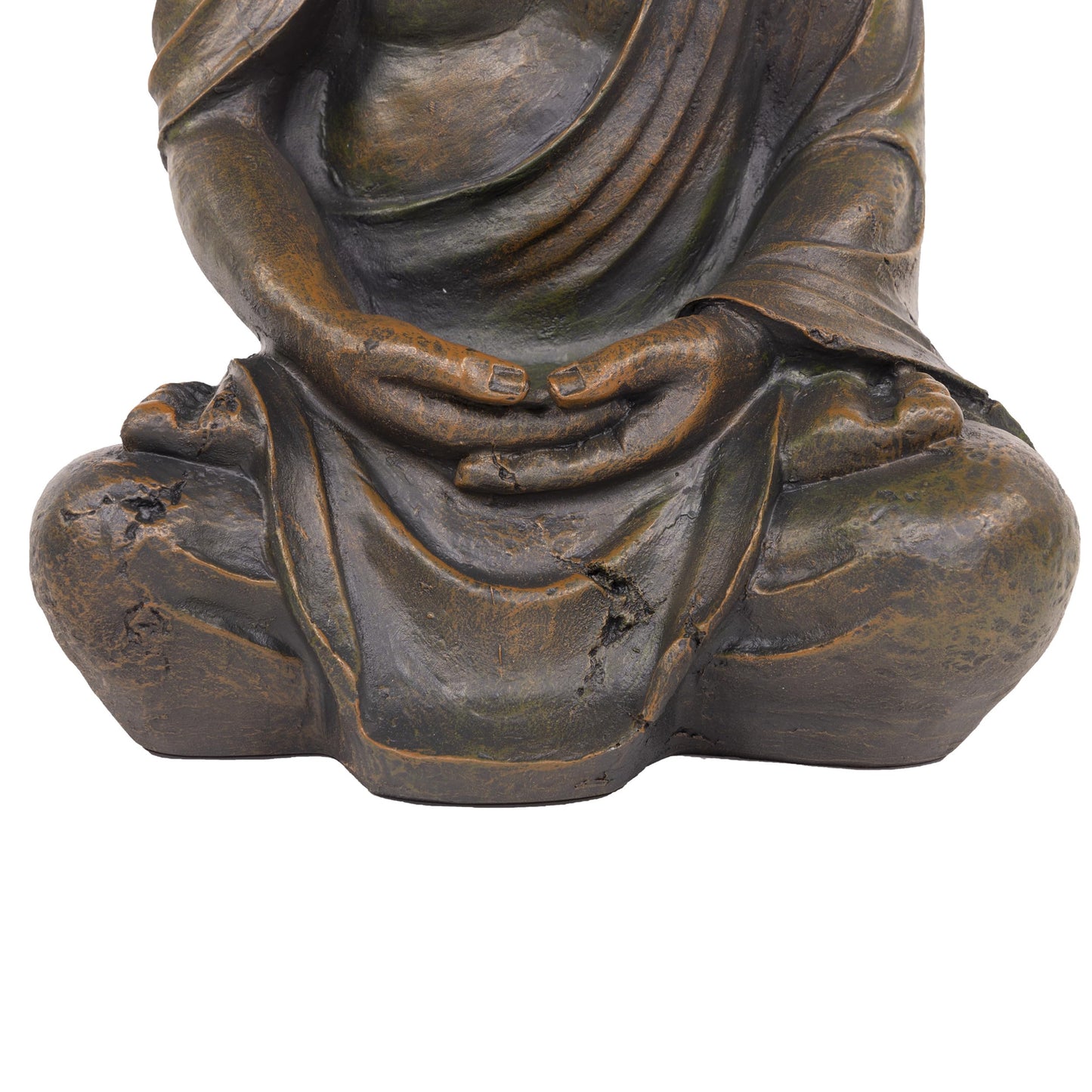 Alpine Corporation 15" Tall Indoor/Outdoor Meditating Buddha Statue, Tabletop Garden Decor, Bronze