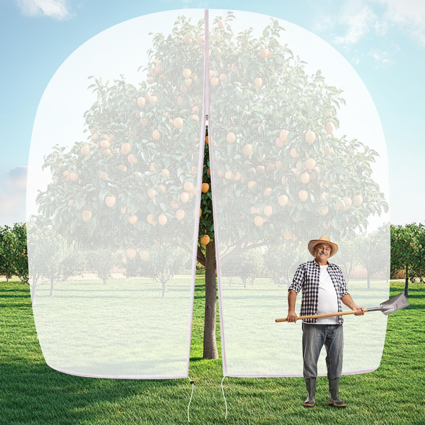 10 X 14FT Large Fruit Tree Netting, Tree Nets for Fruit Trees with Zipper and Drawstring, Insect Netting Barrier for Garden Blueberry Bushes Cherry Peach Apple Protection from Squirrels Birds Pests
