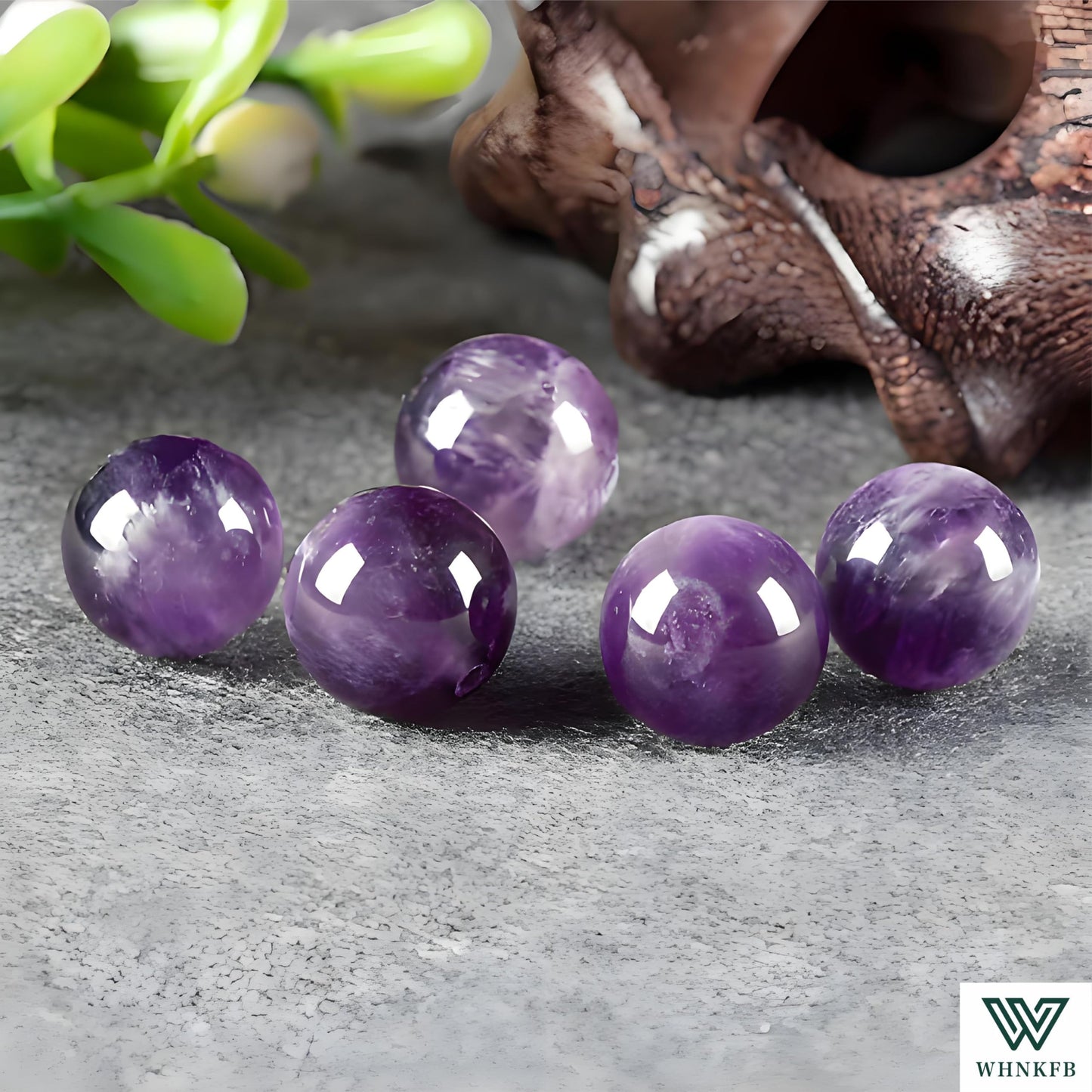 WHNKFB 8mm 50PCS Natural Amethyst Round Beads, Smooth Polished Loose Purple Crystal Beads for Jewelry Making Craft - 4mm 6mm 8mm 10mm Options with Free Elastic Cord