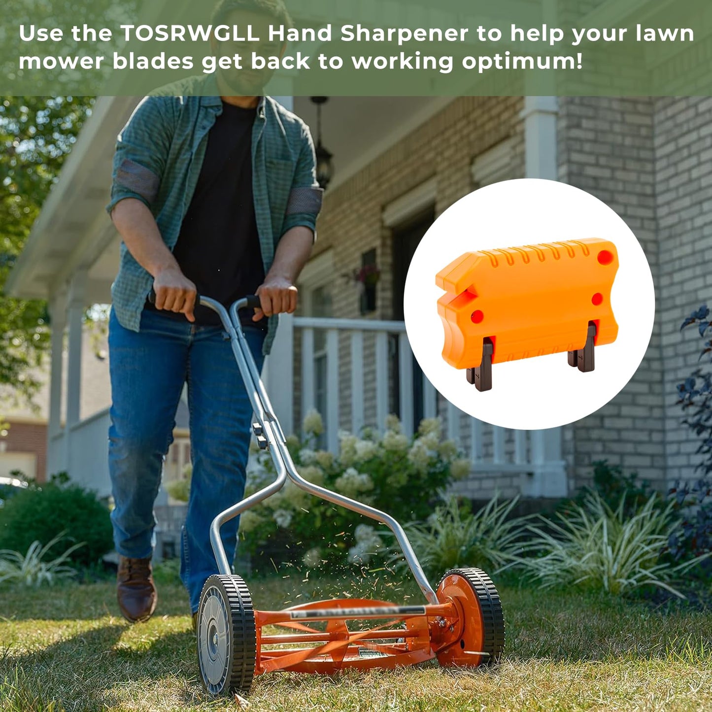TOSRWGLL SK-2 Reel Mower Sharpening Kit Compatible with Earthwise Mowers, Hand Sharpener Fit for Most Reel Lawn Mowers