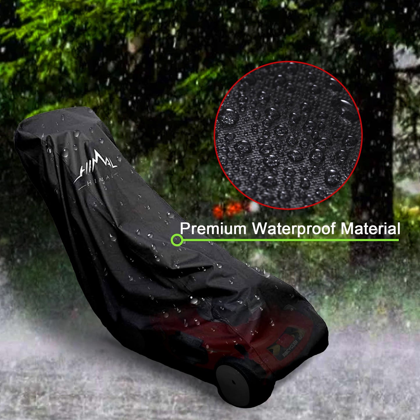 Himal Outdoors Lawn Mower Cover - Heavy Duty 600D Polyester Oxford Waterproof, UV Protection Universal Fit with Drawstring & Cover Storage Bag，Black