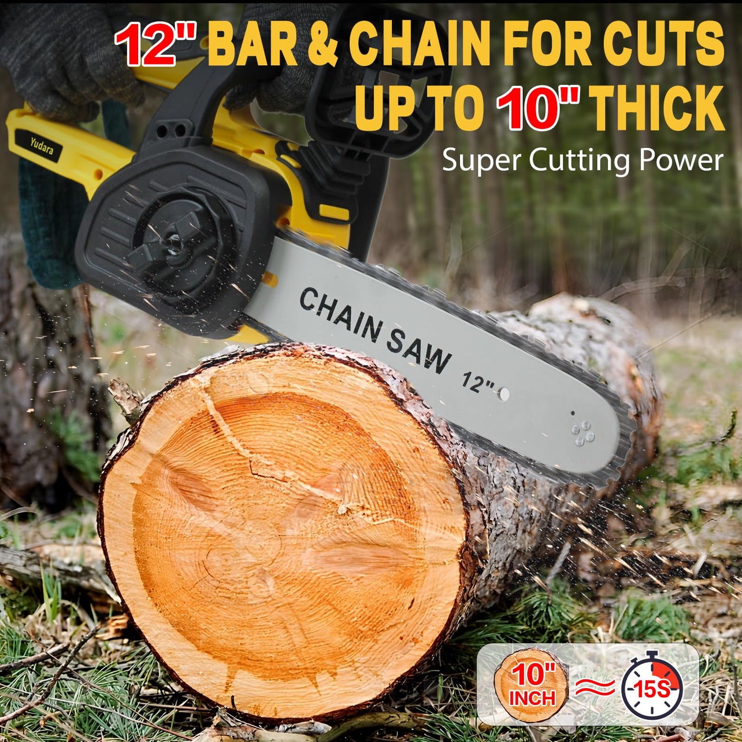 Cordless 12" Brushless Chainsaw for Dewalt 20V MAX Battery, 12 Inch Brushless Electric Chainsaw with Security Lock & Auto Lubrication for Wood Cutting Tree Trimming Courtyard Garden(Tool Only)