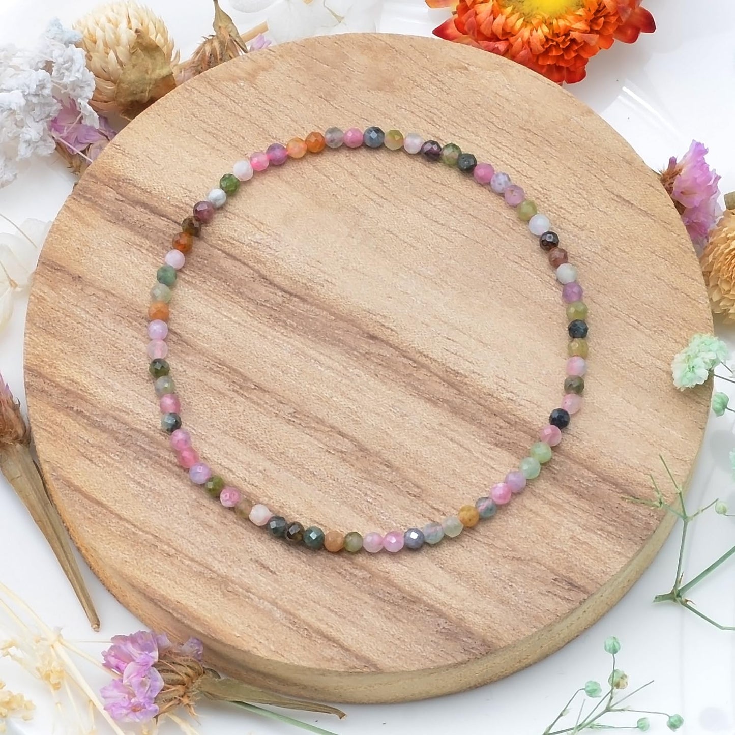 MASSIVE BEADS Natural Genuine Gemstone Beads Healing Crystal Chakra Reiki Jewelry Faceted Round Beads Bracelets (Color Tourmaline A, 3mm)