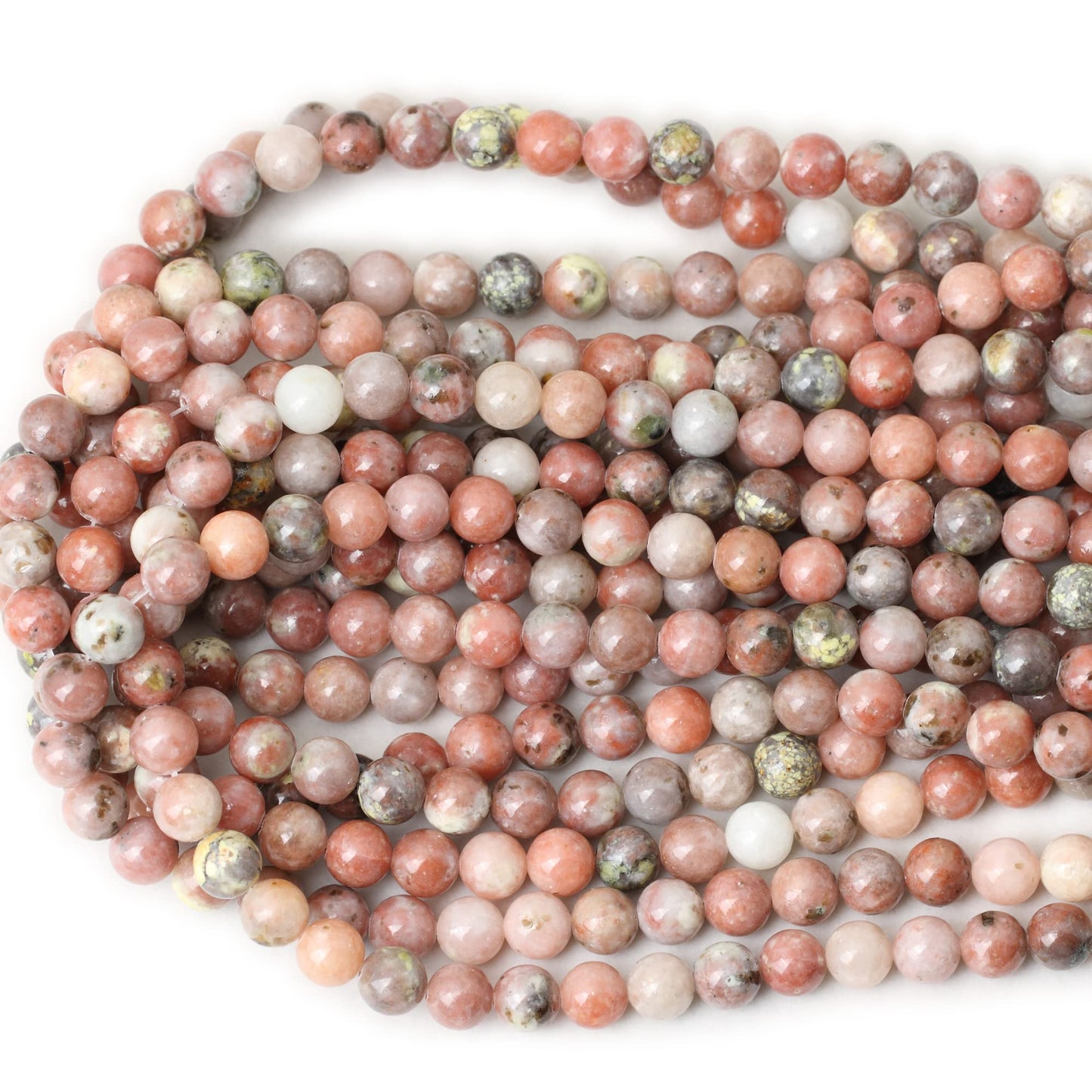 CHEAVIAN 45PCS 8mm Natural Plum Blossom Stone Gemstone Round Loose Beads for DIY Bracelet Necklace Earrings Jewelry Making 1 String 15 Inches