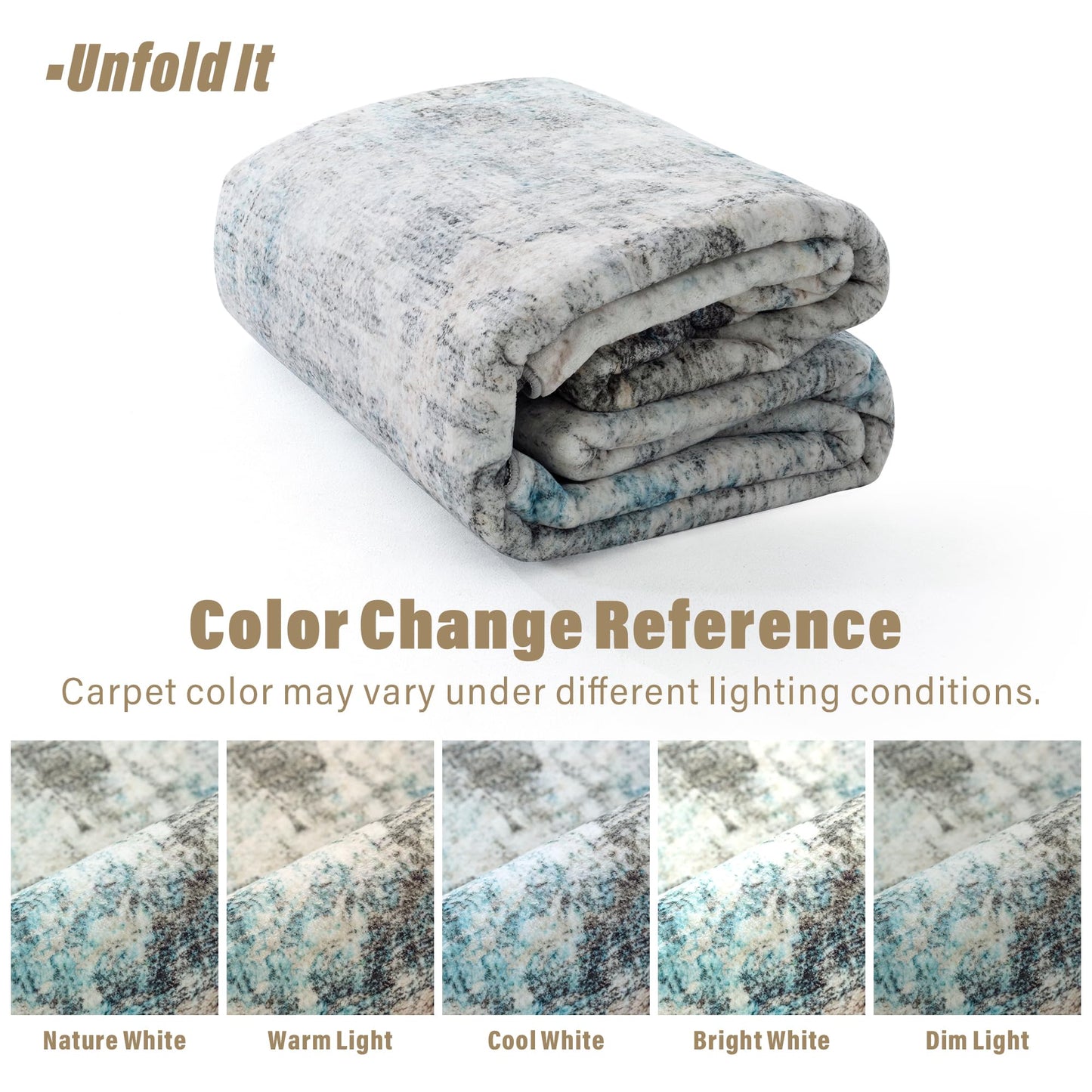 Carvapet 6x9 Large Rugs for Living Room Bedroom Kids Room, 6 x 9 Washable Teal Modern Abstract Low Pile Carpet with Rubber Backing, Foldable, Non Slip Thin Area Rug, Ultra Soft