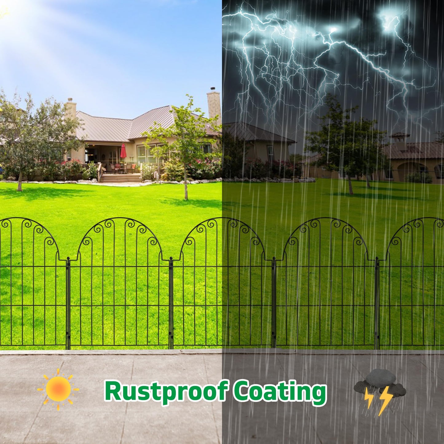 Decorative Garden Fence No Dig Rustproof Metal Fencing Barrier Border for Dog 5 Panels, Garden Fencing for Outdoor Patio Lawn Yard Flower Bed(28 Inches High)