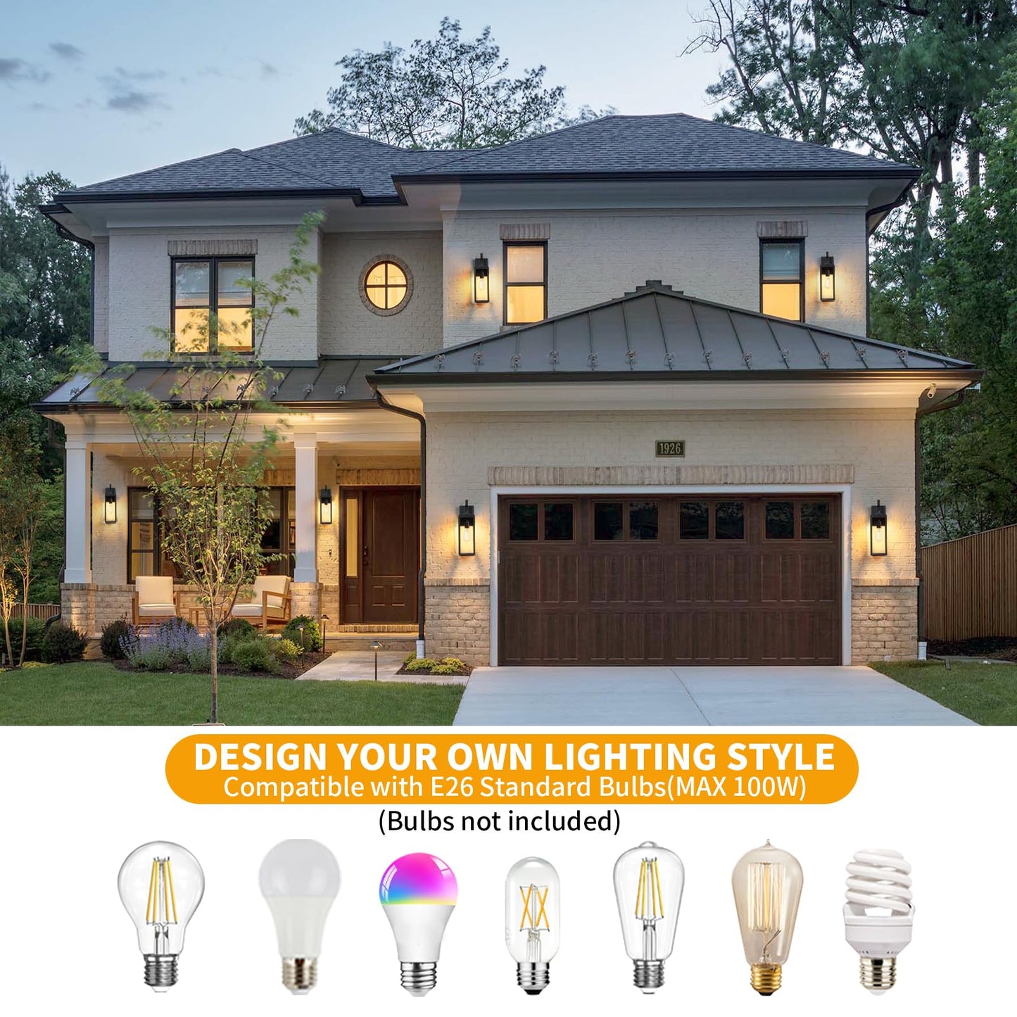 MYHXQ 18'' Large Outdoor Wall Lights 2 Packs, Modern Black Exterior Lighting Fixtures, Waterproof Outdoor Sconces Porch Light for House Wall Mount, Farmhouse Wall Lanterns for Front Door, Garage