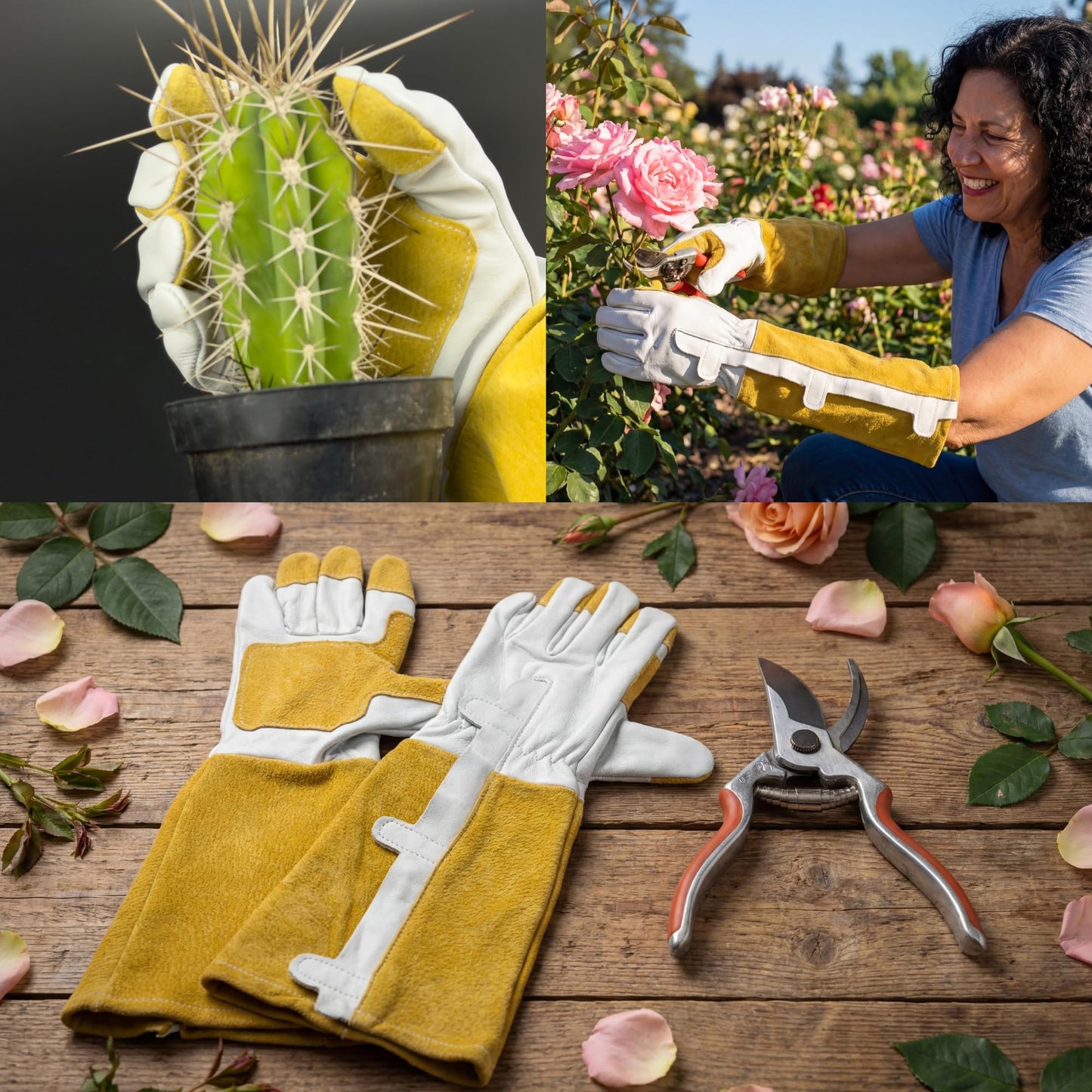 Ogre Outdoor and Garden Supply Zip-Up Rose Pruning Gloves | Leather Gauntlet Gardening Gloves | Long Forearm Thorn Protection