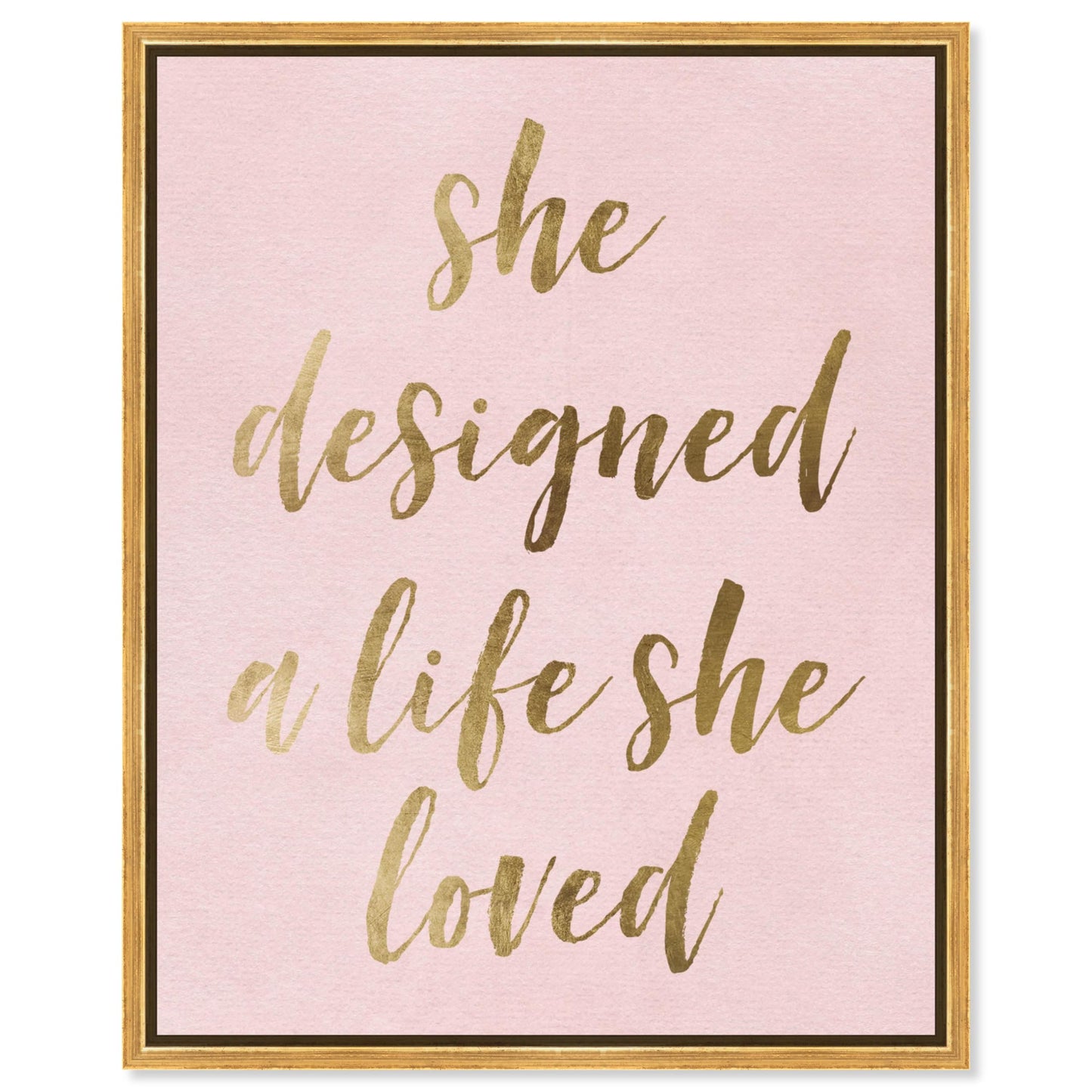 The Oliver Gal Artist Co. Typography and Quotes Wall Art Framed Canvas Prints 'A Life She Loved Blush' Empowered Women Quotes and Sayings