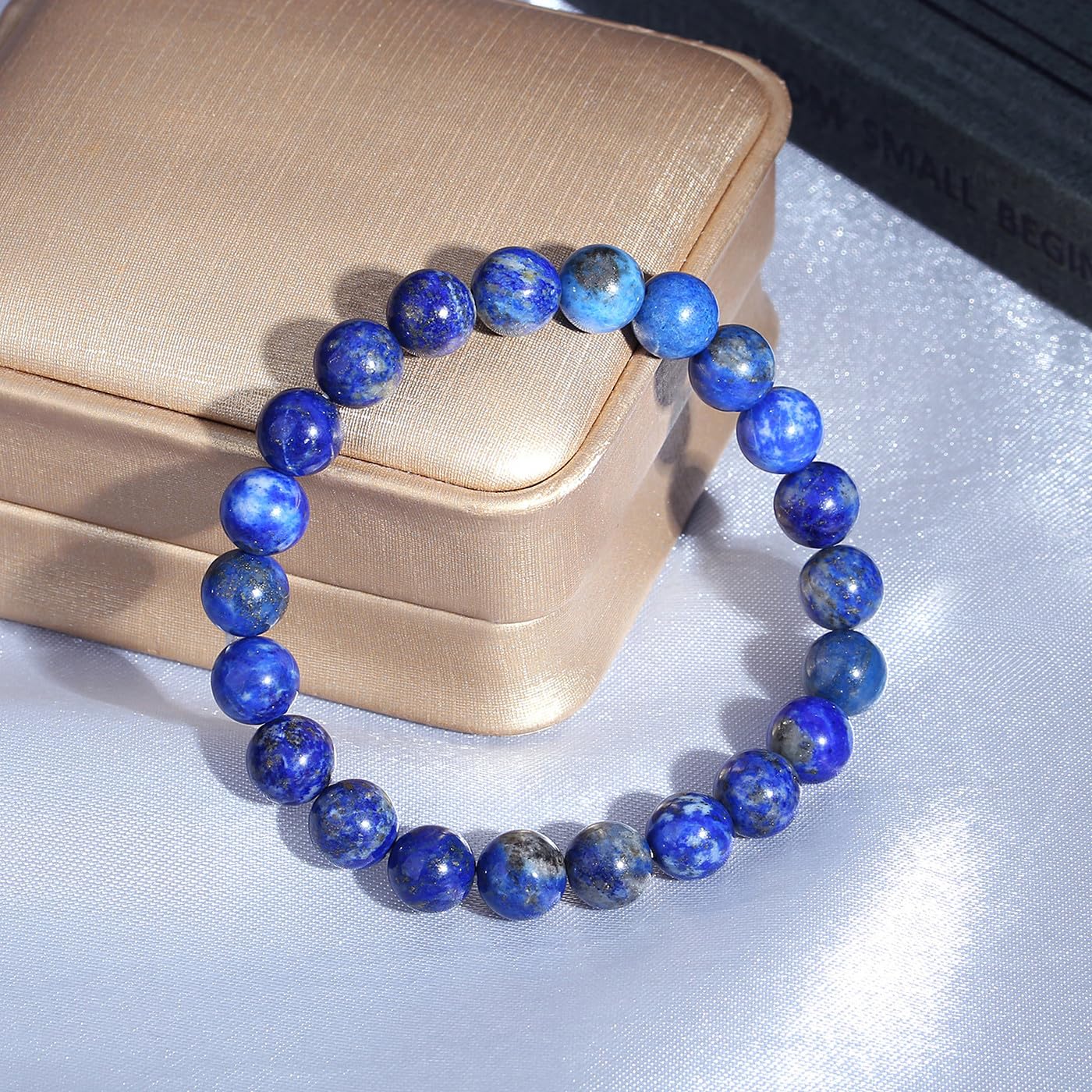 MAIBAOTA Blue Bracelets for Women Blue Gifts for Women 8 mm Beaded Bracelets for Women Men Stone Jewelry Lapis Lazuli Bracelet