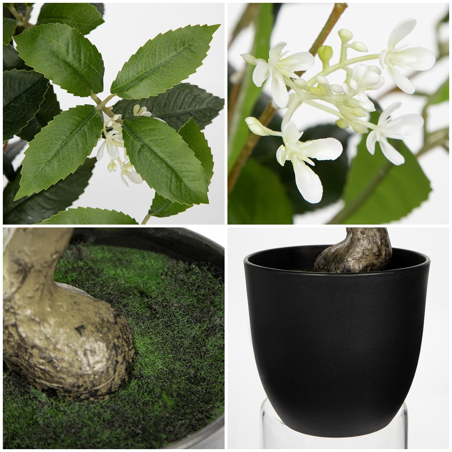 Briful 16.5'' Fake Plants Faux Laurel Bay Tree in Black Pot Realistic Greenery Artificial Plants Indoor Houseplant for Home Decor Farmhouse Bathroom Living Room Wedding Table Centerpieces