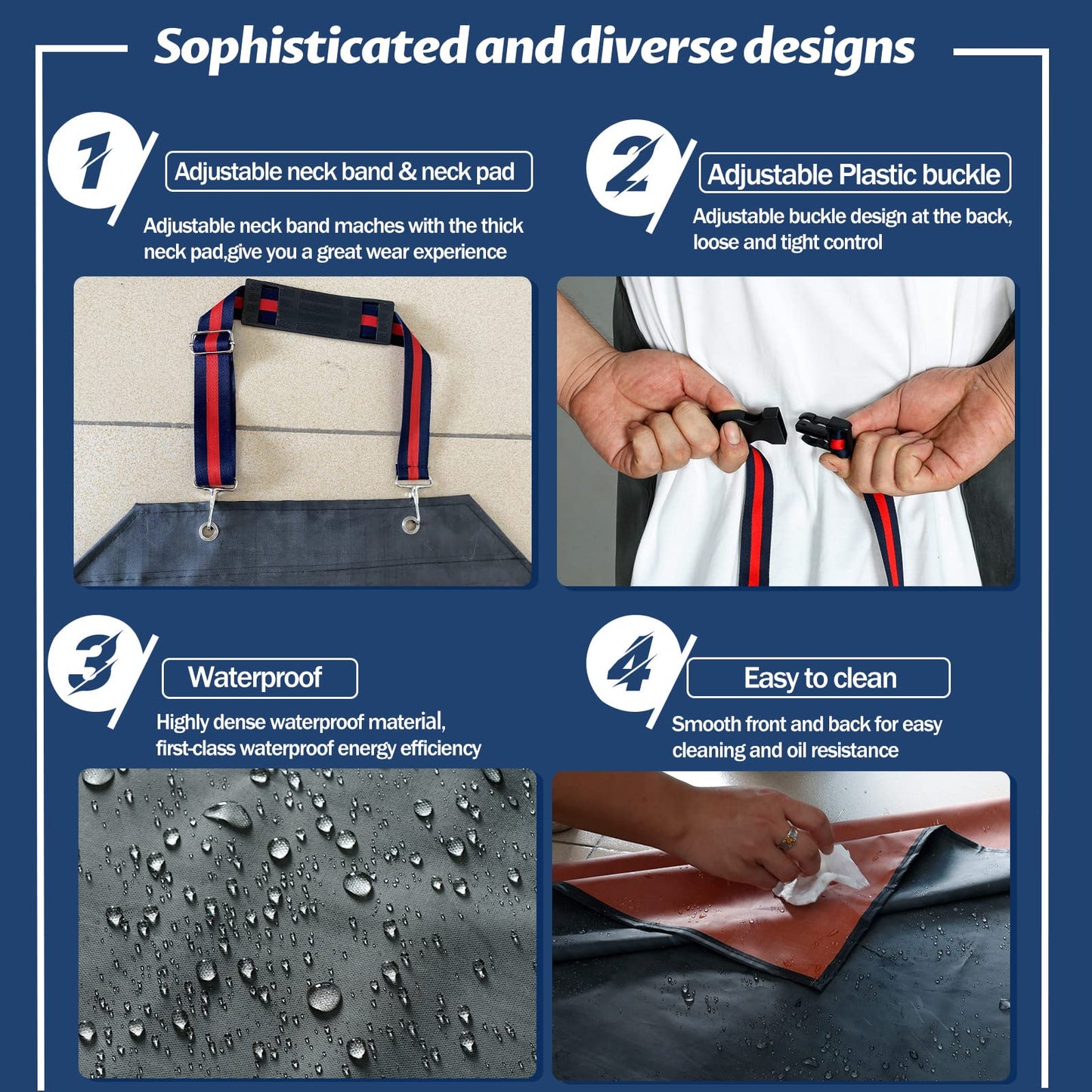 ETBOL Thick Rubber Apron,Professional Waterproof Chemical Oil Resistant Aprons for Dishwashing,Dog Grooming,Butcher(1 pack)