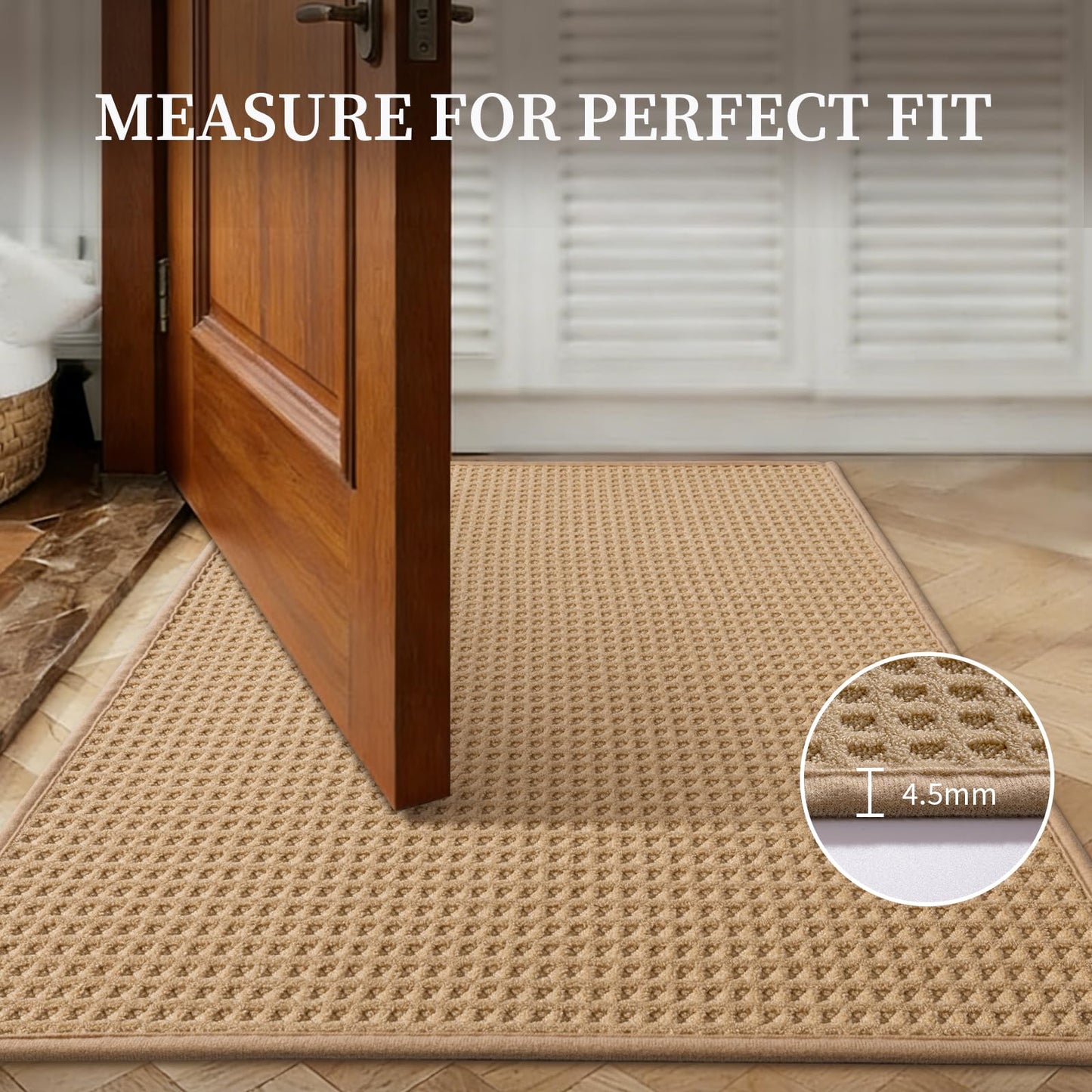YIHOUSE Indoor Door Mat 24" x 36", Non-Slip Washable Entryway Mat, Dirt Trapper Absorbent Entrance Mat, Low Profile Floor Mat for Front/Back Door, Entryway, Khaki