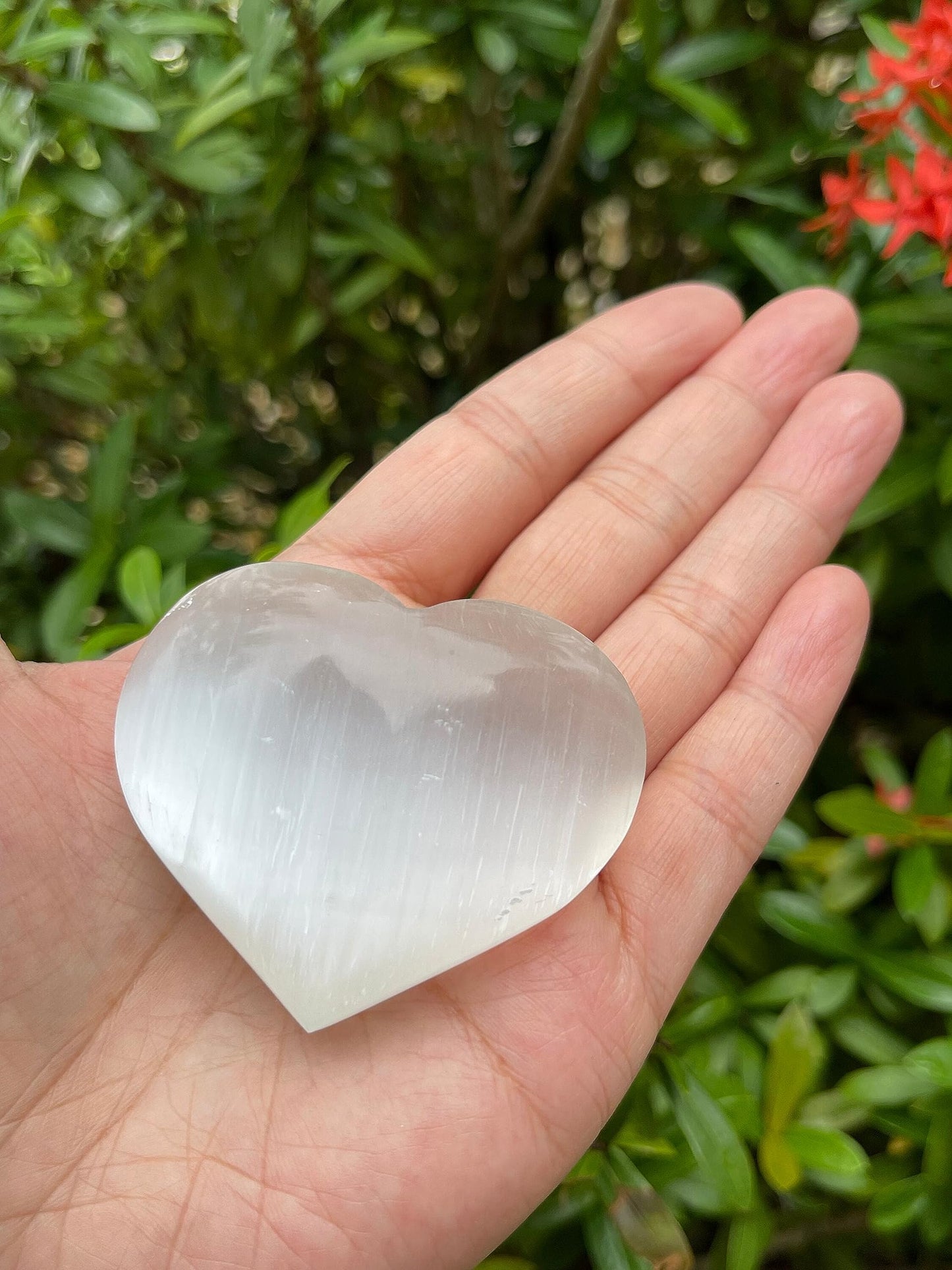 Selenite Gemstone Hearts, Polished Selenite Puffy Hearts, Selenite Crystal Palm Stone, Selenite Healing Crystal Hearts (1 Heart)
