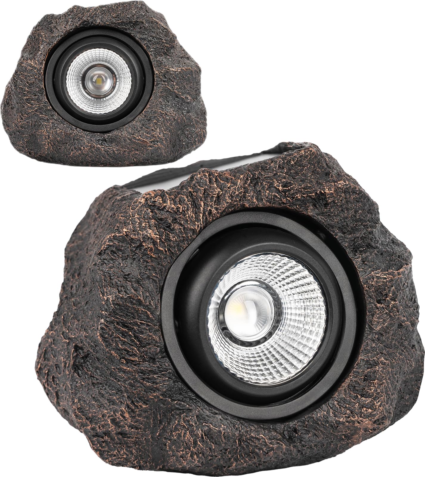 Solar Rock Lights Outdoor – 2 Pack Waterproof LED Landscape Garden Spotlights, Realistic Stone Design, Wireless Solar Powered Pathway Lights for Yard, Walkway, Patio & Lawn Decoration (Auto On/Off)