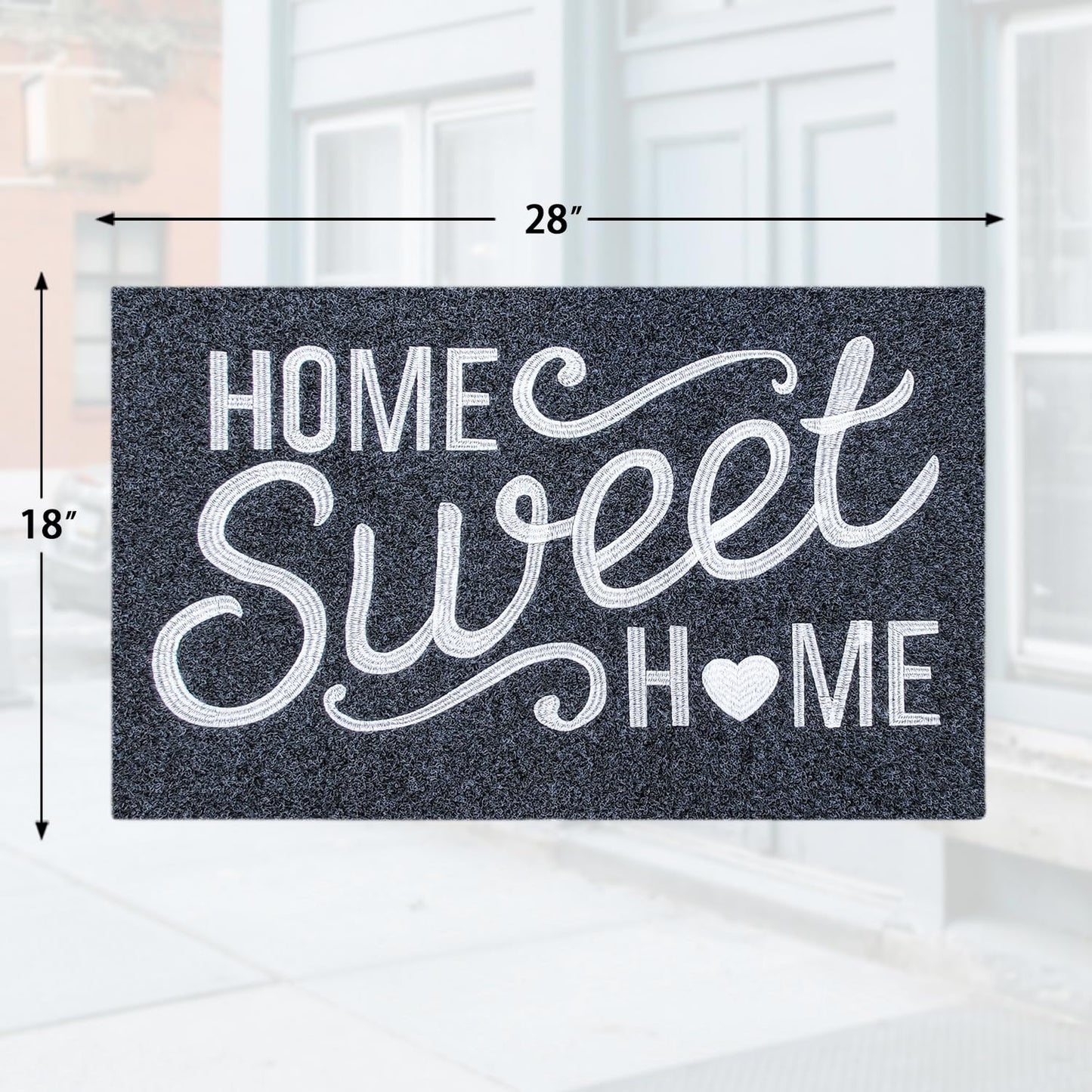 AAZZKANG Front Door Mat Non Slip Welcome Mats Outdoor Indoor Home Sweet Home Doormat with Rubber Backing Easy to Clean for Entrance High Traffic Areas Grey