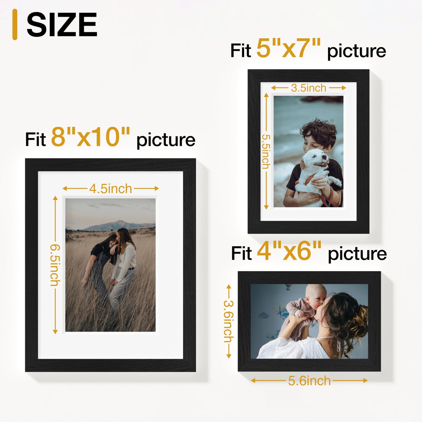 Vittanly 12 Pack Picture Frames Collage Wall Decor for Mounting or Tabletop Display, Gallery Wall Frame Set for Family, Multi Sizes Including 4pcs 8x10, 4pcs 5x7, 4pcs 4x6, Black