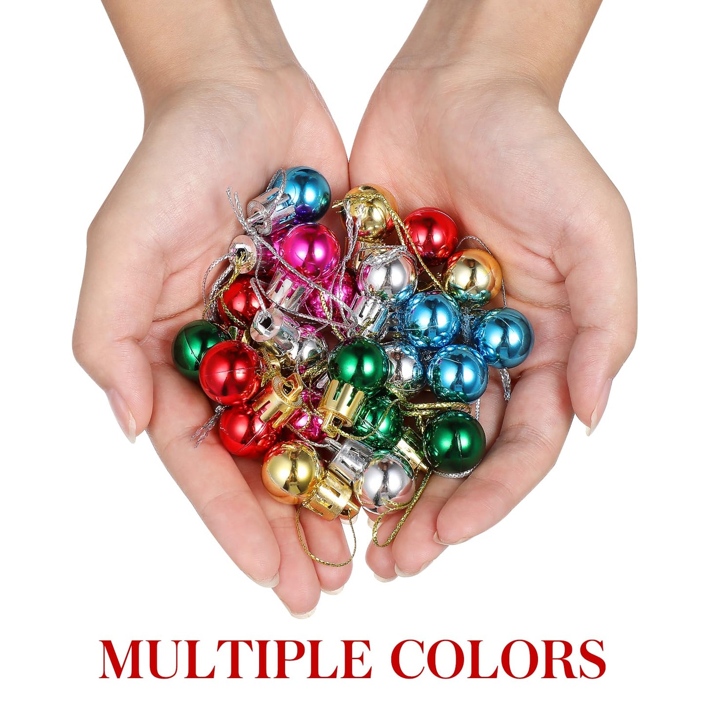 CHRWAKLE Christmas Mini Balls Ornaments, 24 Pack 0.8 inch Mini Glitter Balls Miniature Xmas Tree Hanging Decorations Pendants for Holiday Party Supplies
