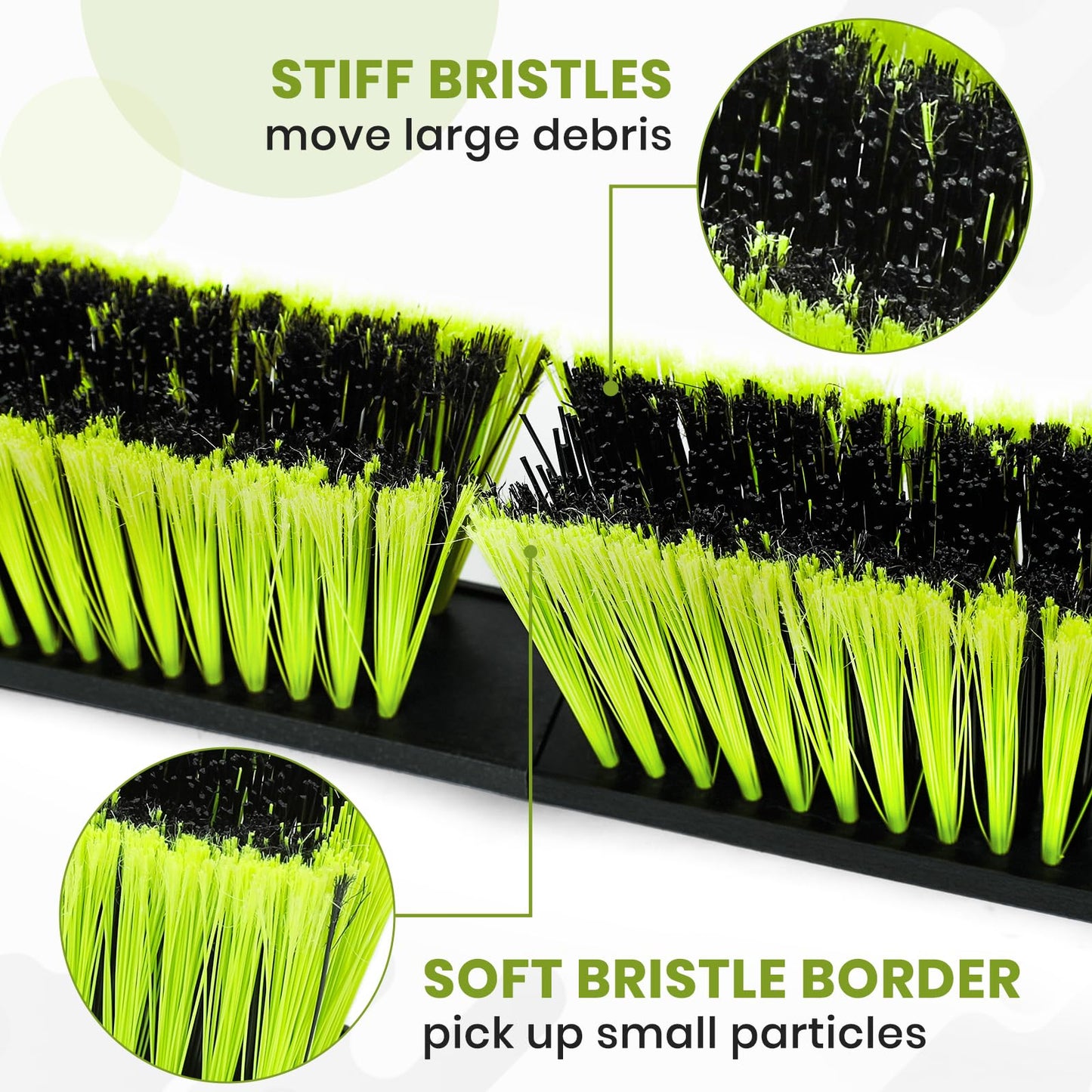 3 PK 24" Push Broom Outdoor, Heavy Duty Broom with 63" Long Handle, Shop Garage Broom with Stiff Bristle for Indoor Outdoor Floor Cleaning, Garden Patio Deck Warehouse Lawn Driveway Scrubbing