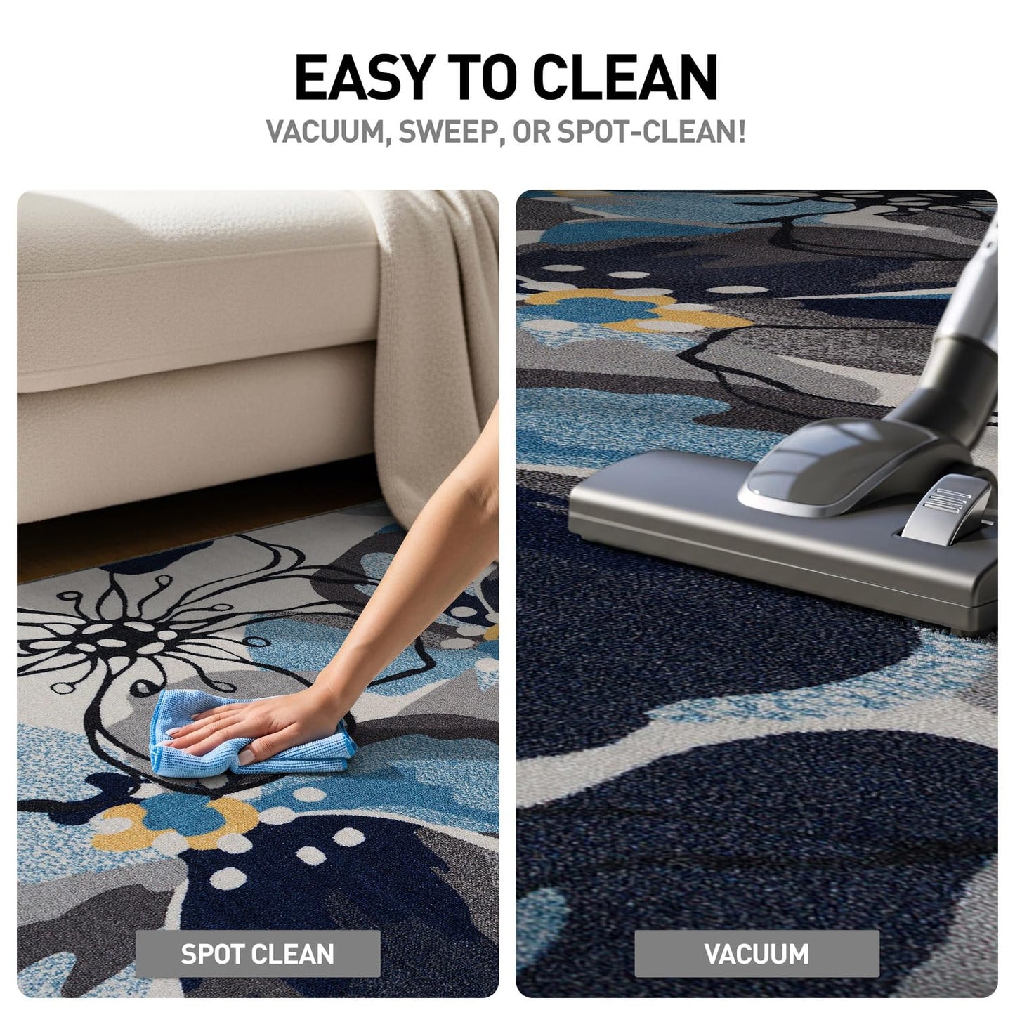 Rugshop Gray Large Floral Non-Slip Area Rug Fade Resistant for Hallway, Entryway and Kitchen, 2'7" x 4'