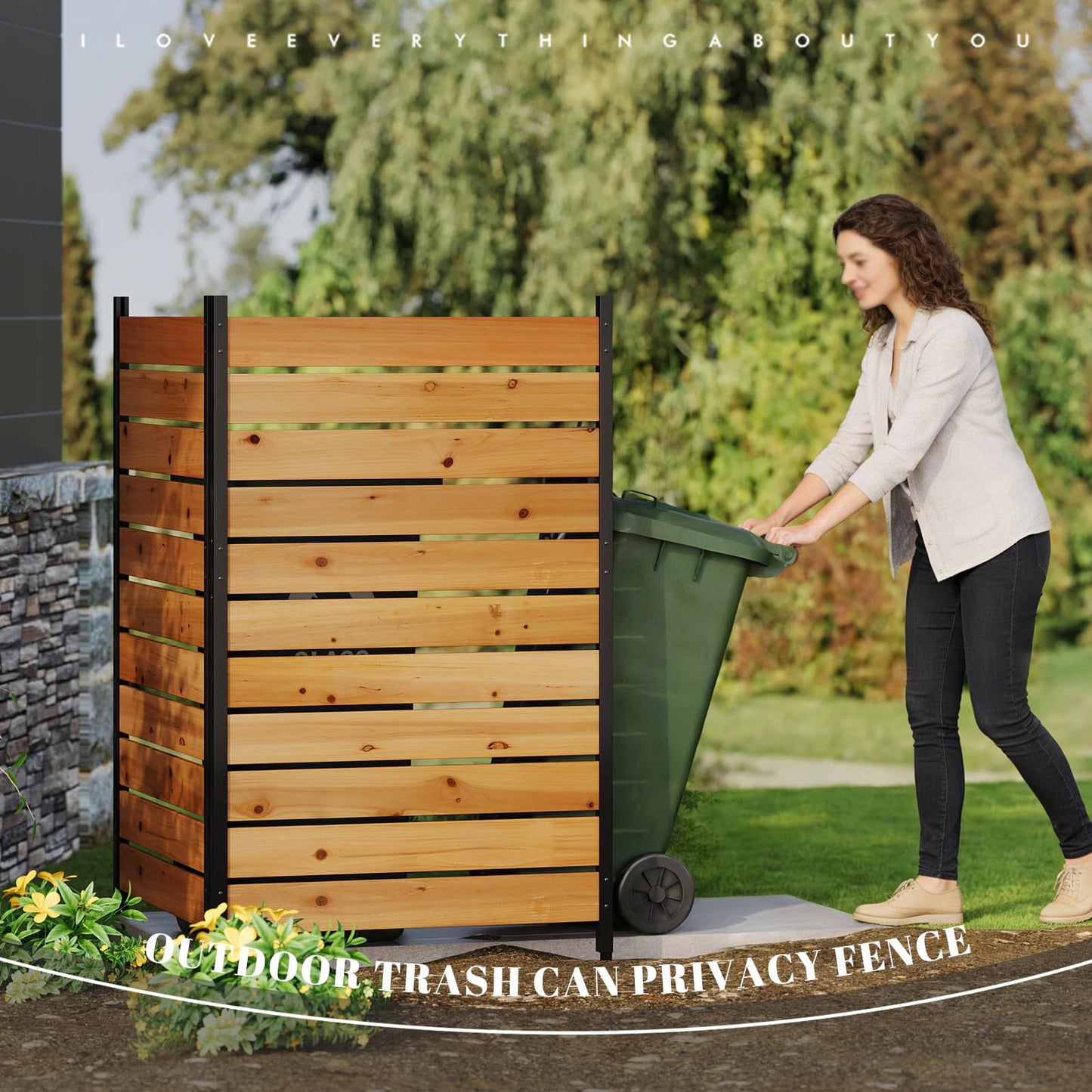 Privacy Fence Screen Outdoor Freestanding Privacy Fence Panel Decorative Patio Privacy Screen Air Conditioner Fence Outdoor Privacy Panels for Deck Porch Balcony (Wood, Reddish Brown)