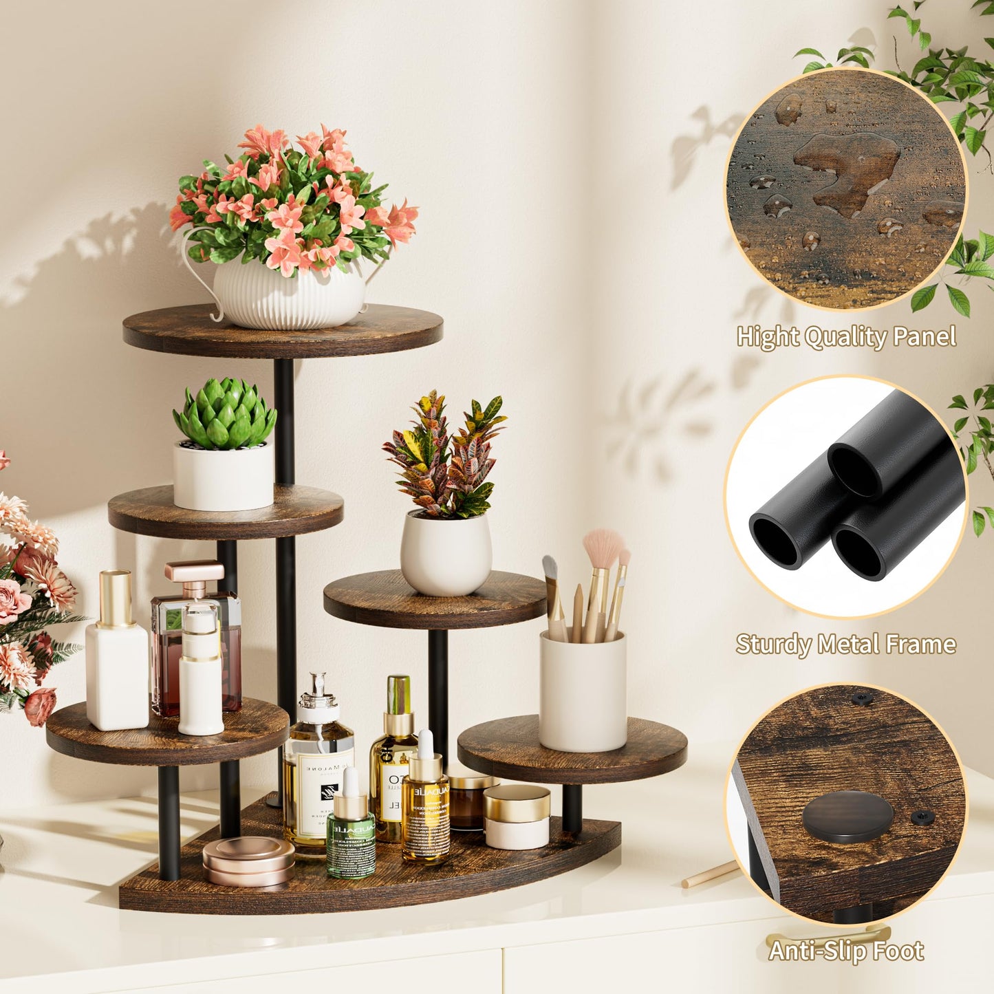 Cake Stand for Cupcake Dessert Display - 6 Tiered Corner Tray Dessert Table Stand, Cupcake Tower for 102 Cupcakes, Wood Cake and Cup Cake Stand Combo Serving Trays for Party Wedding Birthday