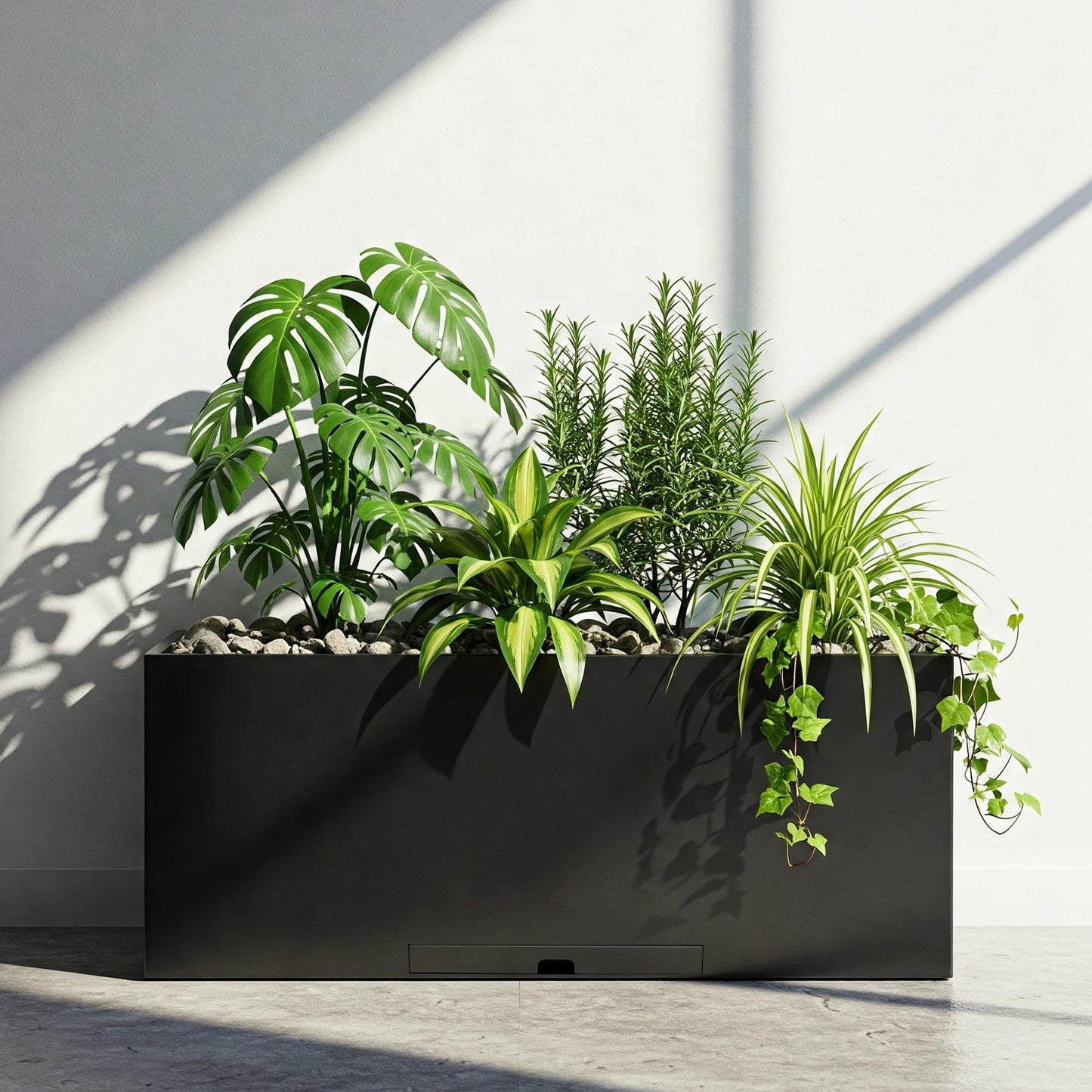 Greens Word Large Galvanized Steel Planter Box for Indoor/Outdoor Use – 36.2" L x15.7 W x12.2 H, Black Powder Coated Heavy-Duty Metal Flower Pot