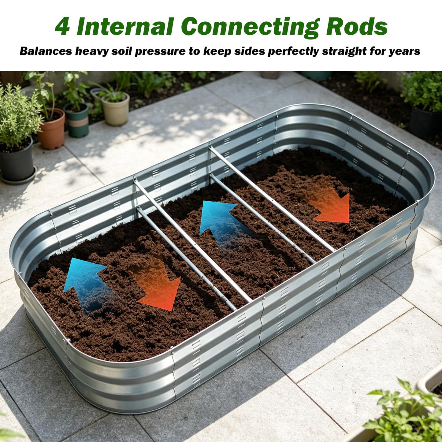 Colorfulbeetle Galvanized Raised Garden Bed Kit, Large Metal Raised Garden Beds for Vegetables, Galvanized Planter Raised Garden Boxes Outdoor (Silver)