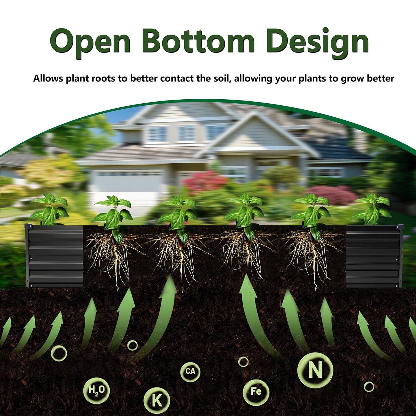 ZUNUDA 8×2×1FT(2PCS) Galvanized Raised Garden Bed Kit Metal Planter Boxes,Large Outdoor Planters Garden for Planting Vegetables,Flowers,Herbs -Black