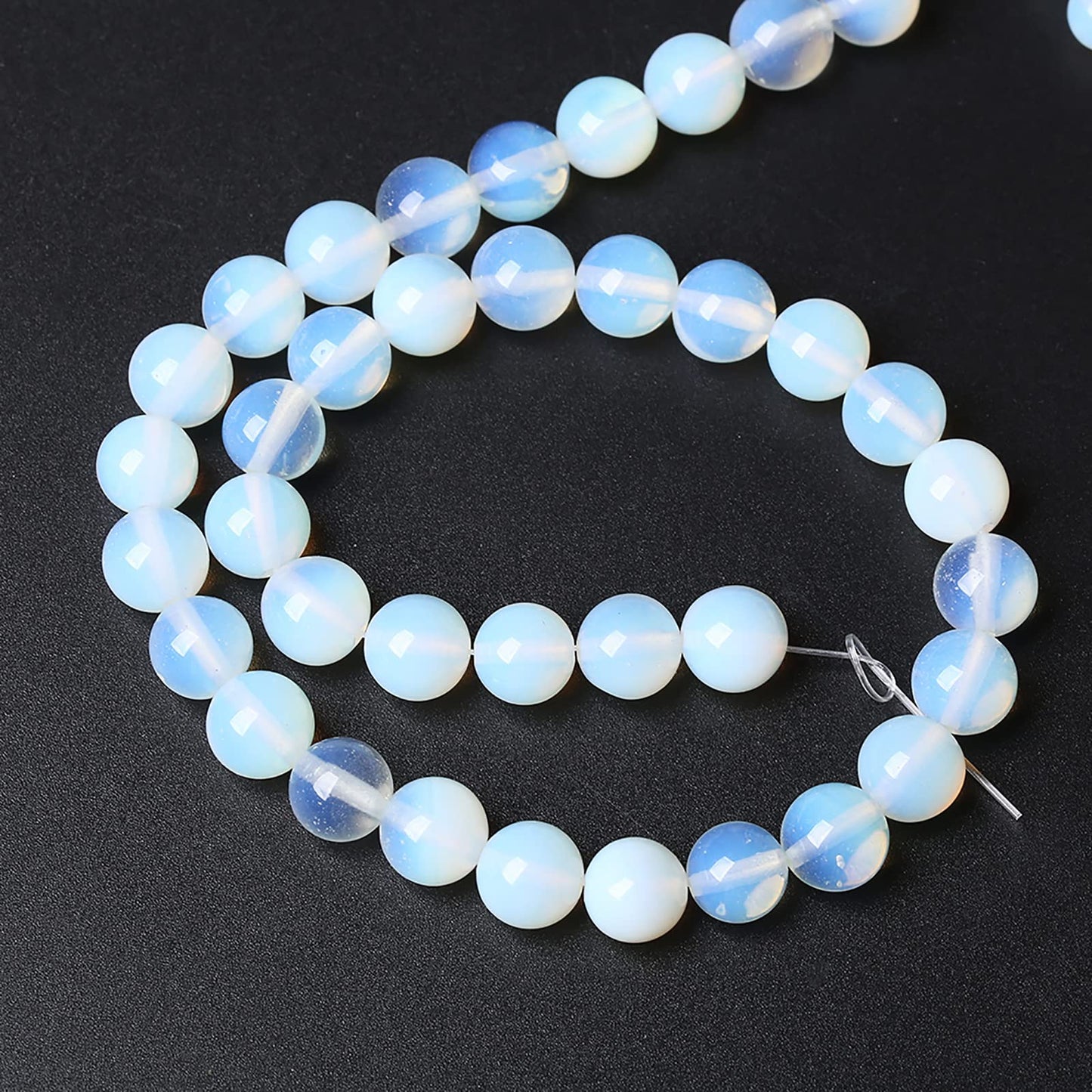 6mm 60pcs AAA Natural Stone Beads White Opal Round Loose Crystal Energy Healing Power Stone Beads for Jewelry Making DIY Bracelet (6mm, White Opal Stone)