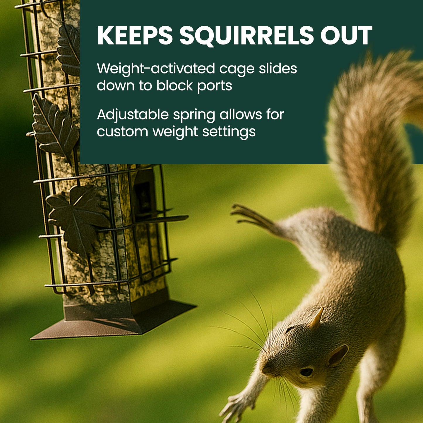 Perky-Pet 336-1SR Squirrel-Be-Gone Squirrel Proof Bird Feeder, 2LB, Outdoor Wild Bird Feeder with Weight-Activated Perches