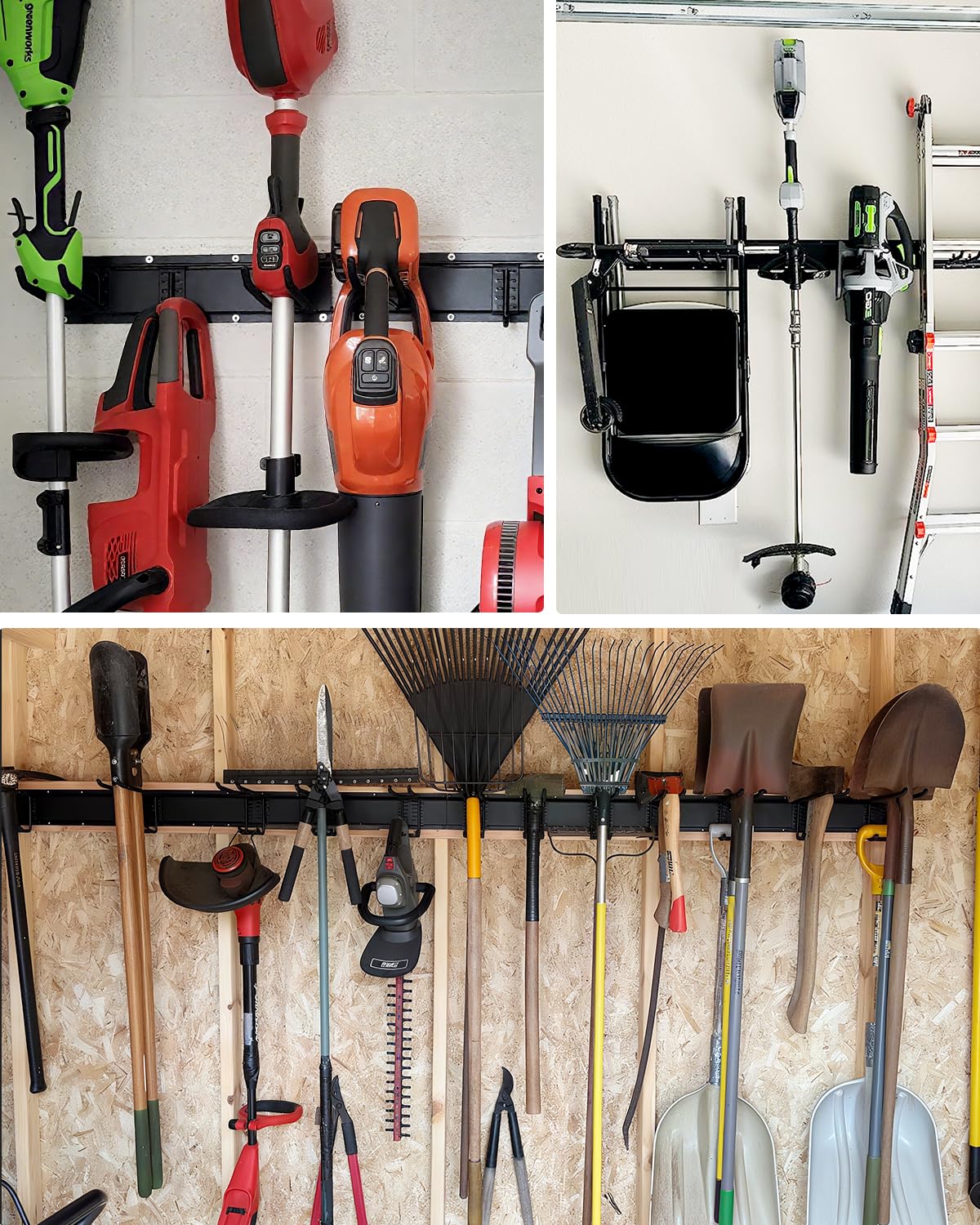 LRYXEG 48-Inch Garage Storage Tool Organizer with 8 Hooks - Heavy Duty Metal Rack for Garage Organization, Garden Tool Organizer - Wall Mounted Tool Hanger for Shovels, Ladders, Lawn Tools