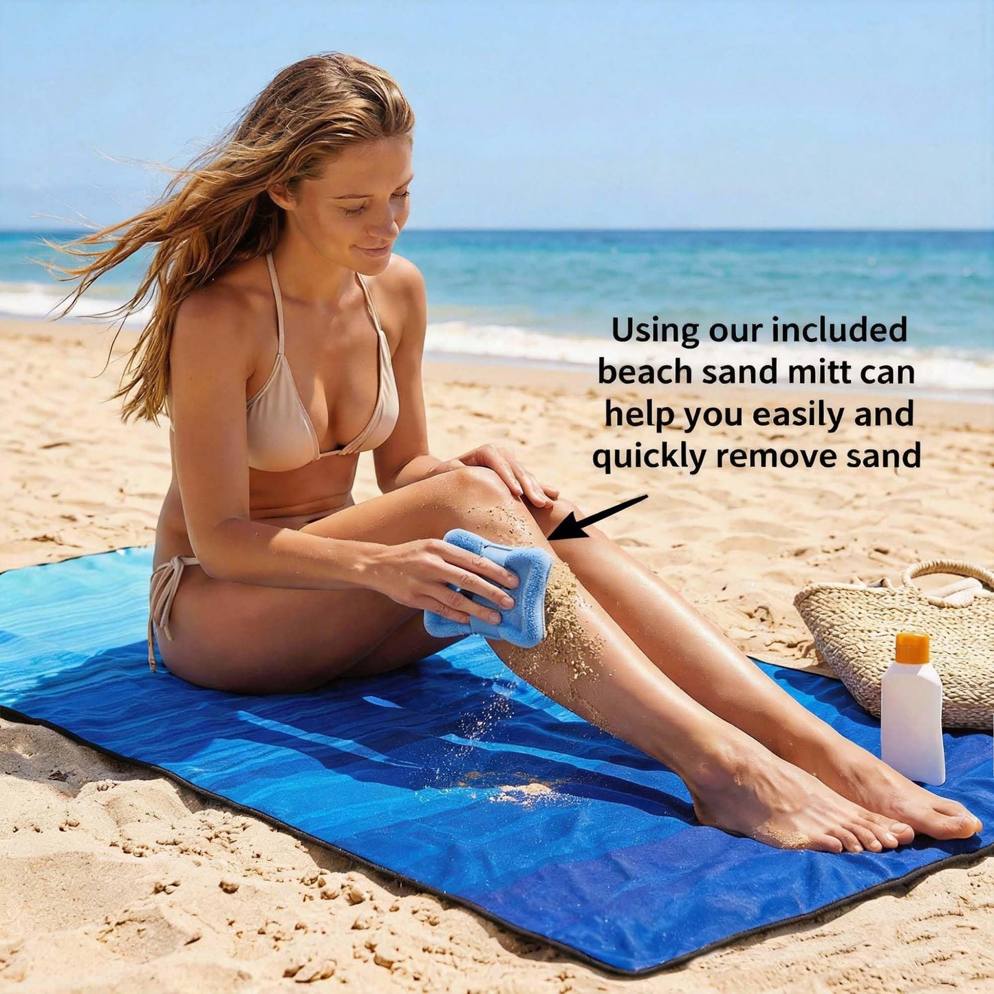 AISPARKY Pocket Beach Blanket Waterproof Sandproof Compact Picnic Mat with Sand Remover, Portable Outdoor Mat for Camping Hiking Travel Festival