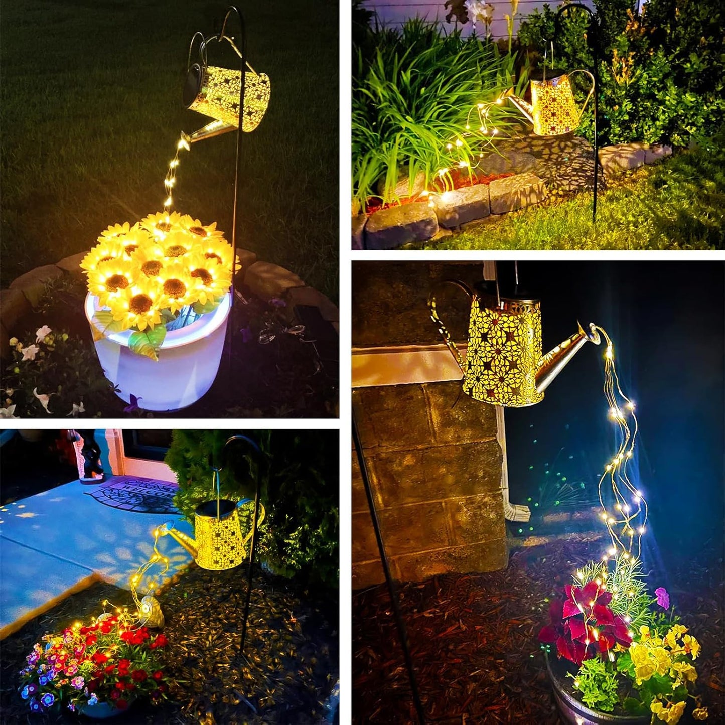 Solar Watering Can Lights, Large Retro Metal Hanging Solar Lights Outdoor Waterproof, Mother's Day Birthday Gifts for Women Mom Grandma Garden Yard Light LED Decoration Outside for Porch Lawn Patio