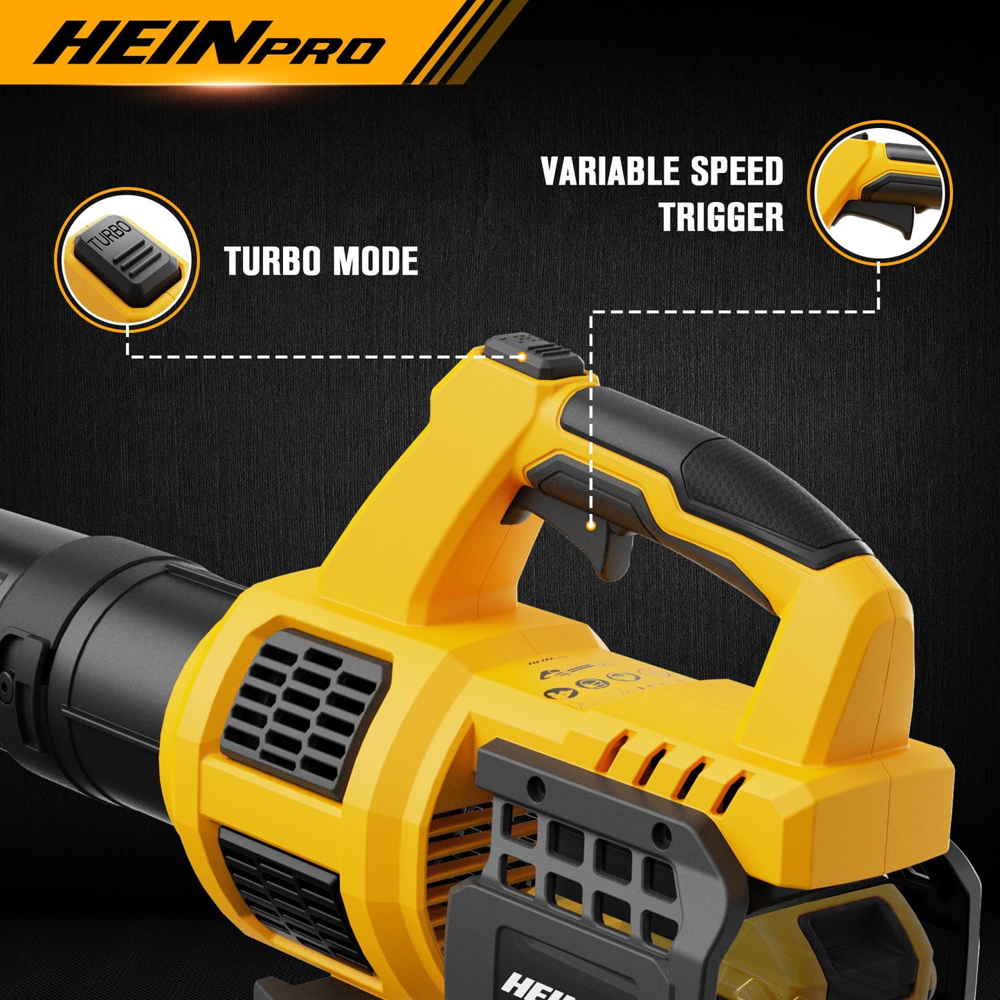 HEINPRO Cordless Leaf Blower Compatible with Dewalt 20V Max Battery 400CFM Electric Leaf Blower Cordless, Variable Speed, Turbo Mode, Leaf blowers Battery Powered for Lawn Care, Yard(Tool Only)