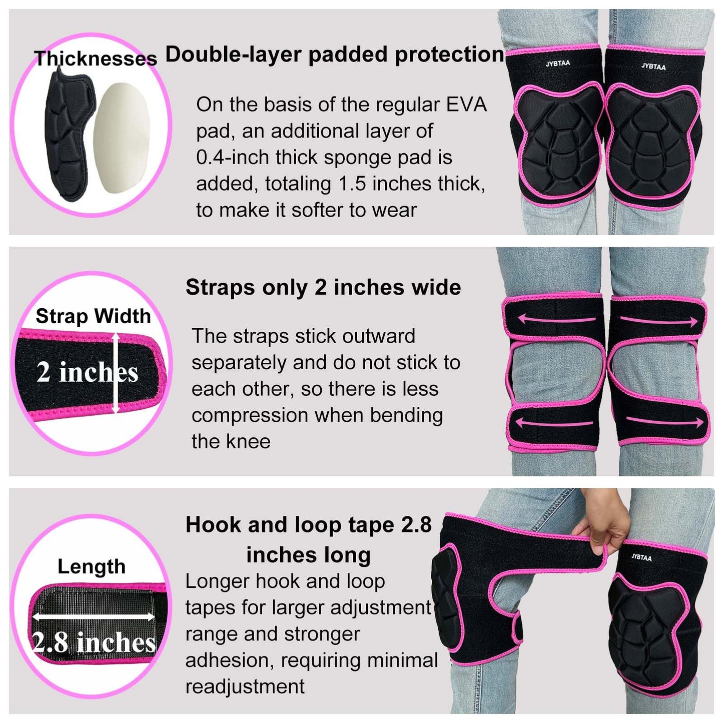 Men/Women Knee Pads, Garden Knee Cushion for Cleaning Floor, Waterproof Soft Knee Protector for Kneeling Crawling Work, Adjustable Flexible Foam Pad for Yard Tile Concrete for Worker, Rose Red L. (1 Pair)
