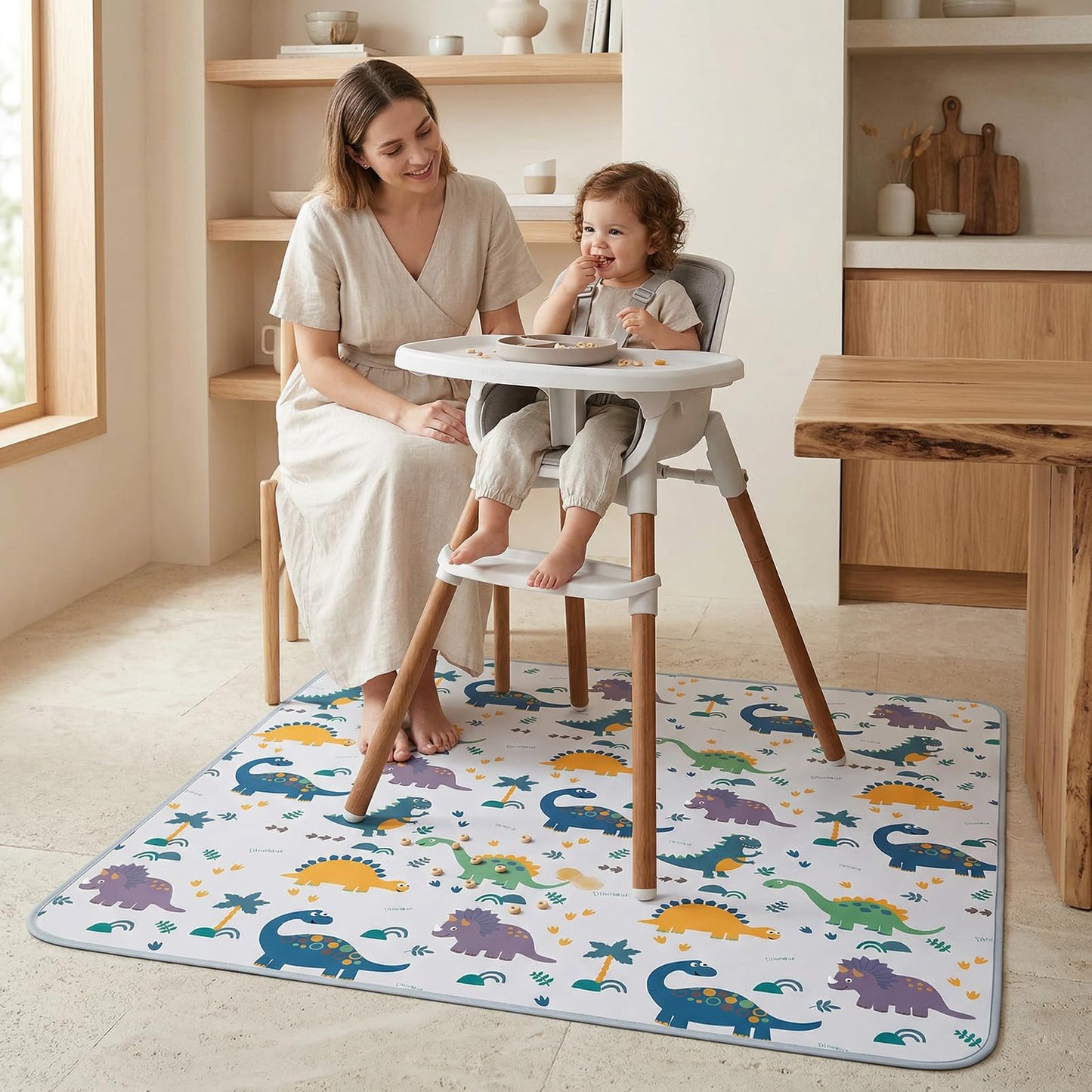 Splat Floor Mat for Under High Chair/Arts/Crafts by CLCROBD, 51" Waterproof Anti-Slip Food Splash Spill Mess Mat, Washable Portable Picnic Mat and Table Cloth