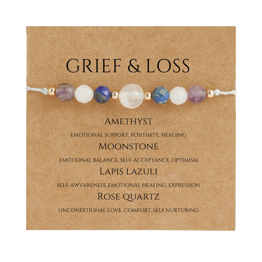 Fezodo Inspirational Encouragement Gifts for Women, Natural Healing Stones Bracelets Chistmas Valentines day Birthday Gift for Friends Women Men (Grief Loss)