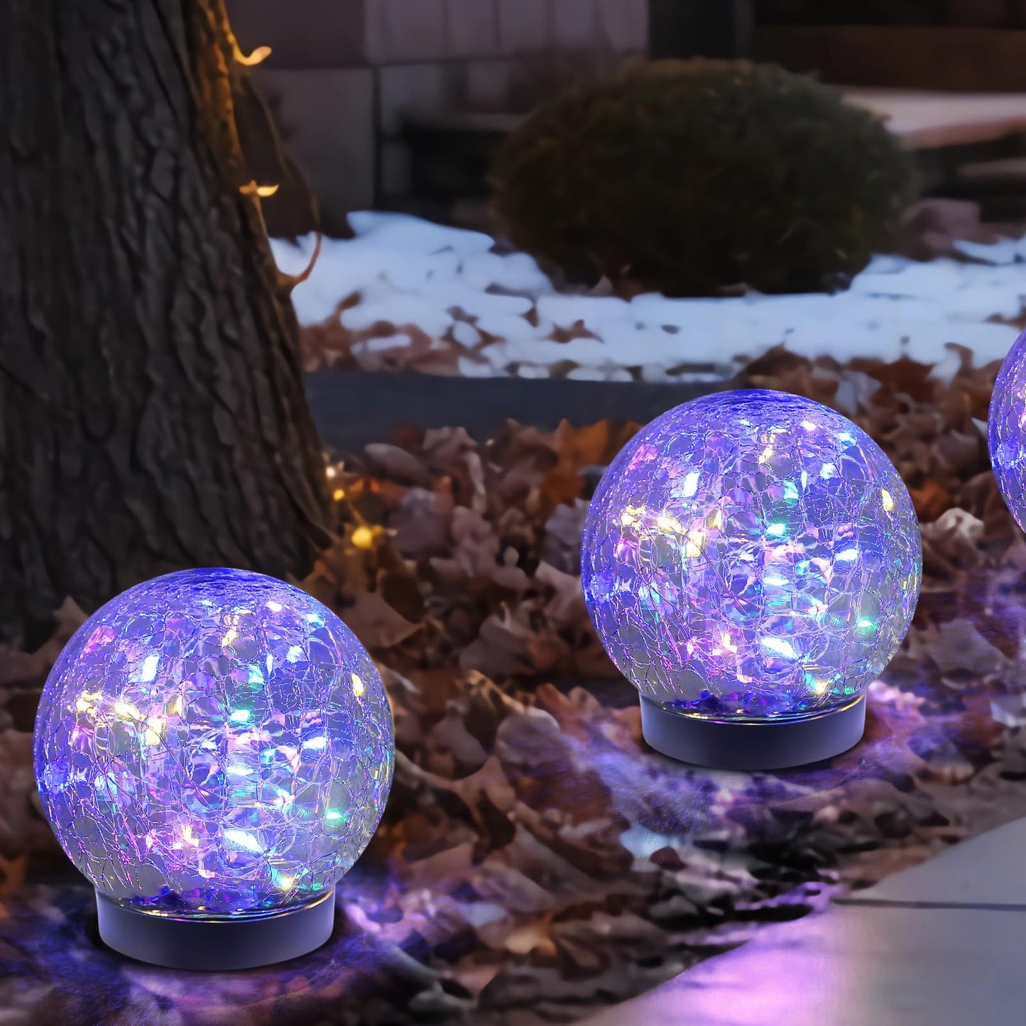 MLKNK Solar Globe Lights Outdoor Waterproof-Solar Balls-Solar Garden Lights-Orbs for Outside 2 Pack Cracked Glass Ball for Lawn Patio Yard Backyard Decorations