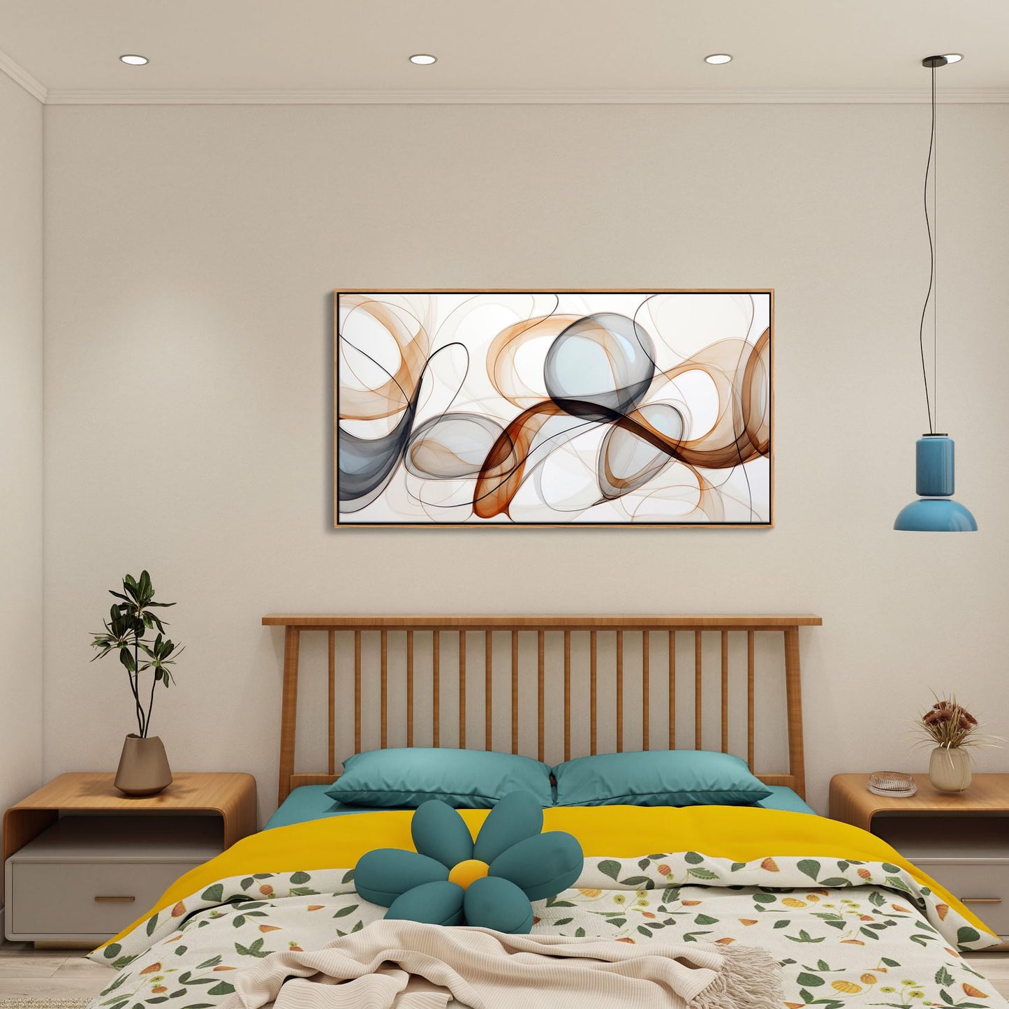 XLSJERST Modern Abstract Wall Art - Deep Spiritualism Art White And Brown Canvas Pictures Artwork Living Room Office Bedroom Wall Decor