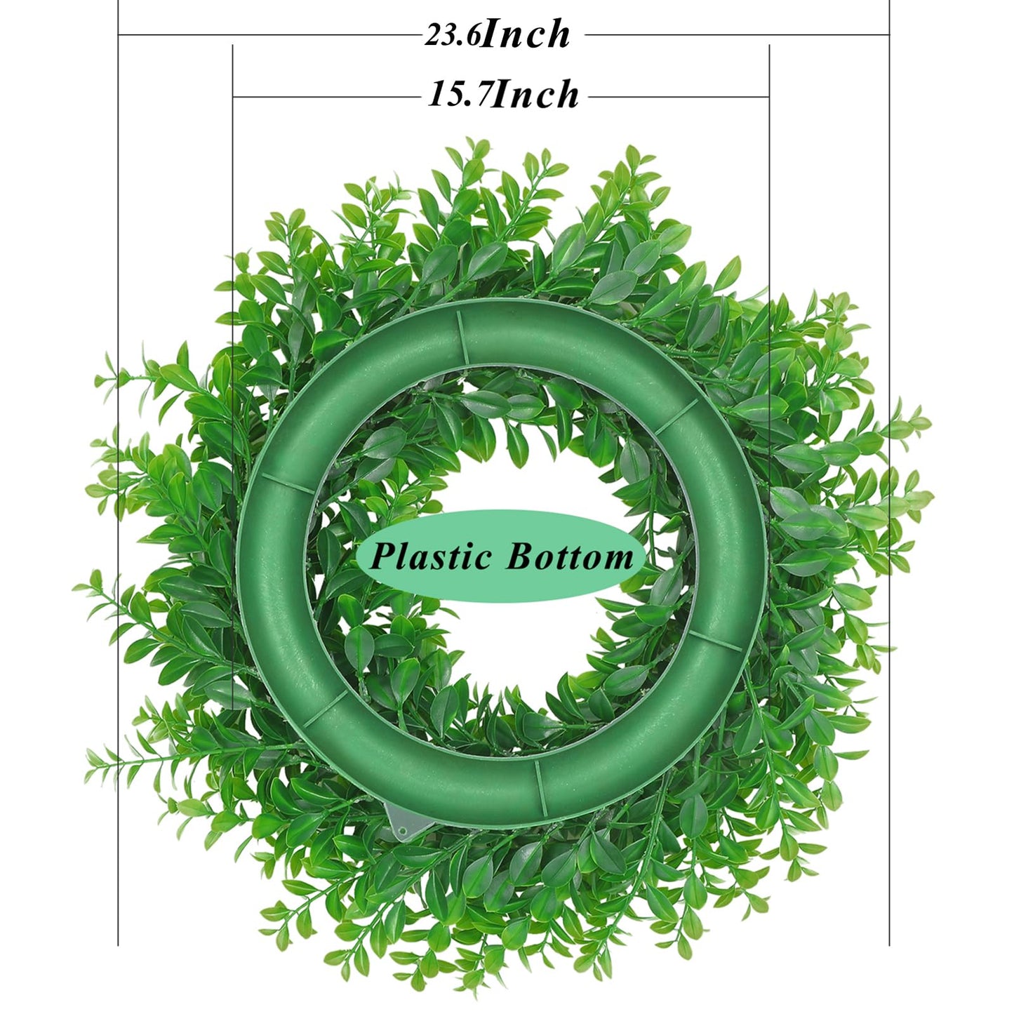 U'Artlines 23.6" Front Door Wreaths Artificial Spring Summer Greenery Hanging Garland for Home Wedding Wall Window Decoration (23.6'' Boxwood,1)
